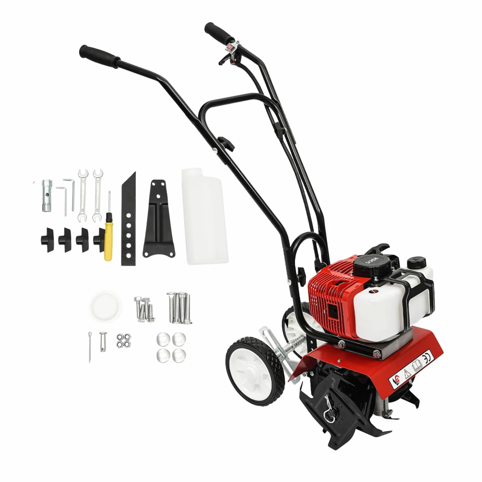 Motoculteur Thermique 52cc 1700W, Motobineuse Puissante à 2 Temps, Largeur de Travail 30cm Profondeur 12cm, Léger et Durable avec Lames en Acier au Manganèse, Idéal pour Jardin