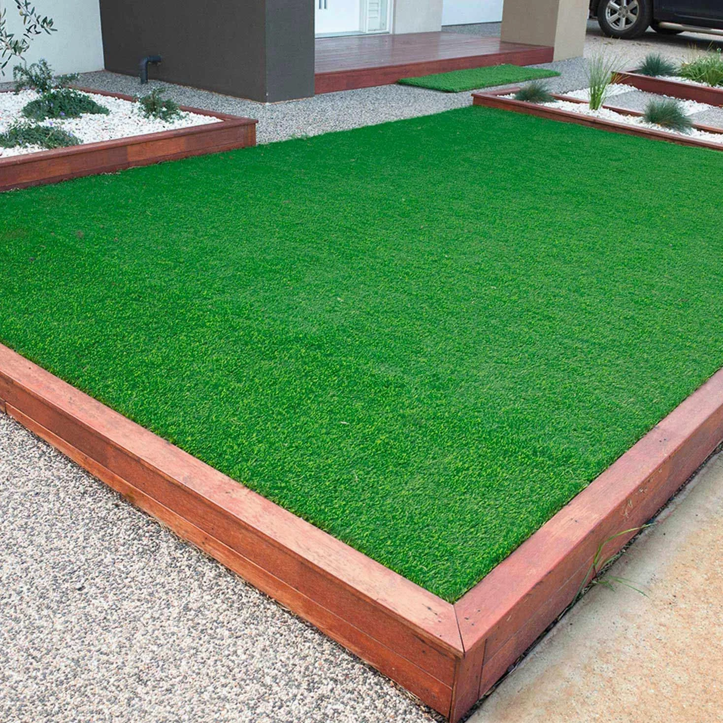 OLIVO.Shop Herbe synthétique, rouleau d'herbe artificielle, synthétique pour extérieur, pelouse synthétique gazon, jardin, terrasse, piscine, 7 mm drain grass green (1 x 20 mt)