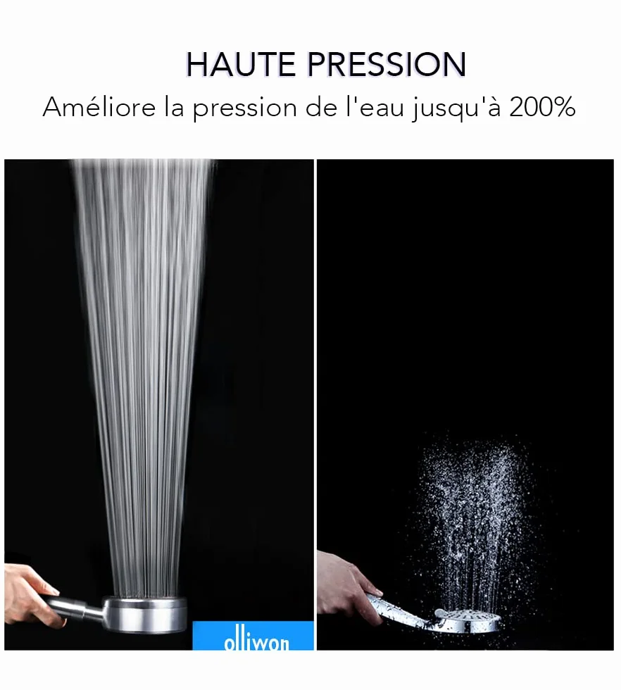 Pommeau Douche Haute Pression Acier Inoxydable 304 Douchette Salle de Bain
