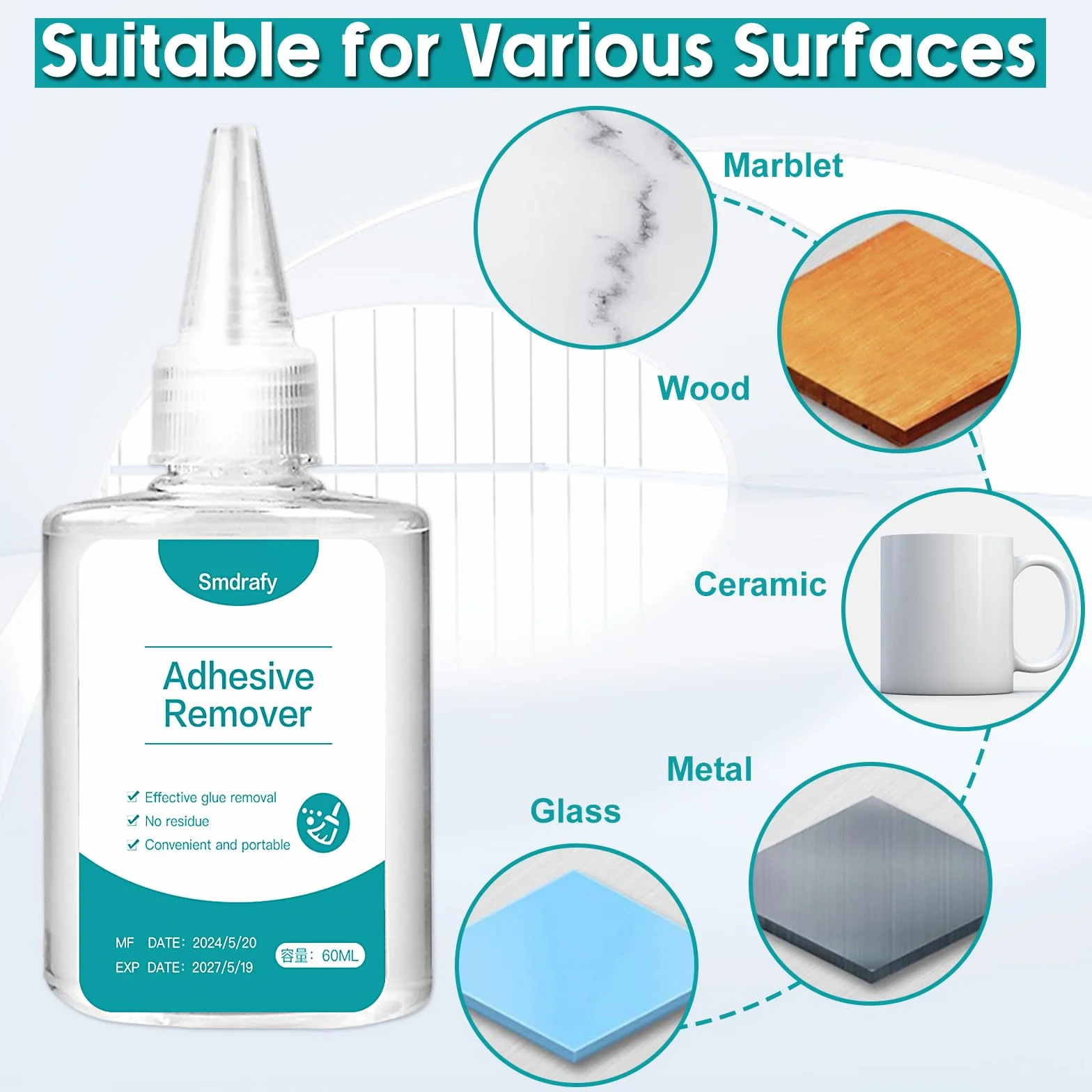 Dissolvant Colle Décapant Adhésif Enlève Étiquettes 60ML