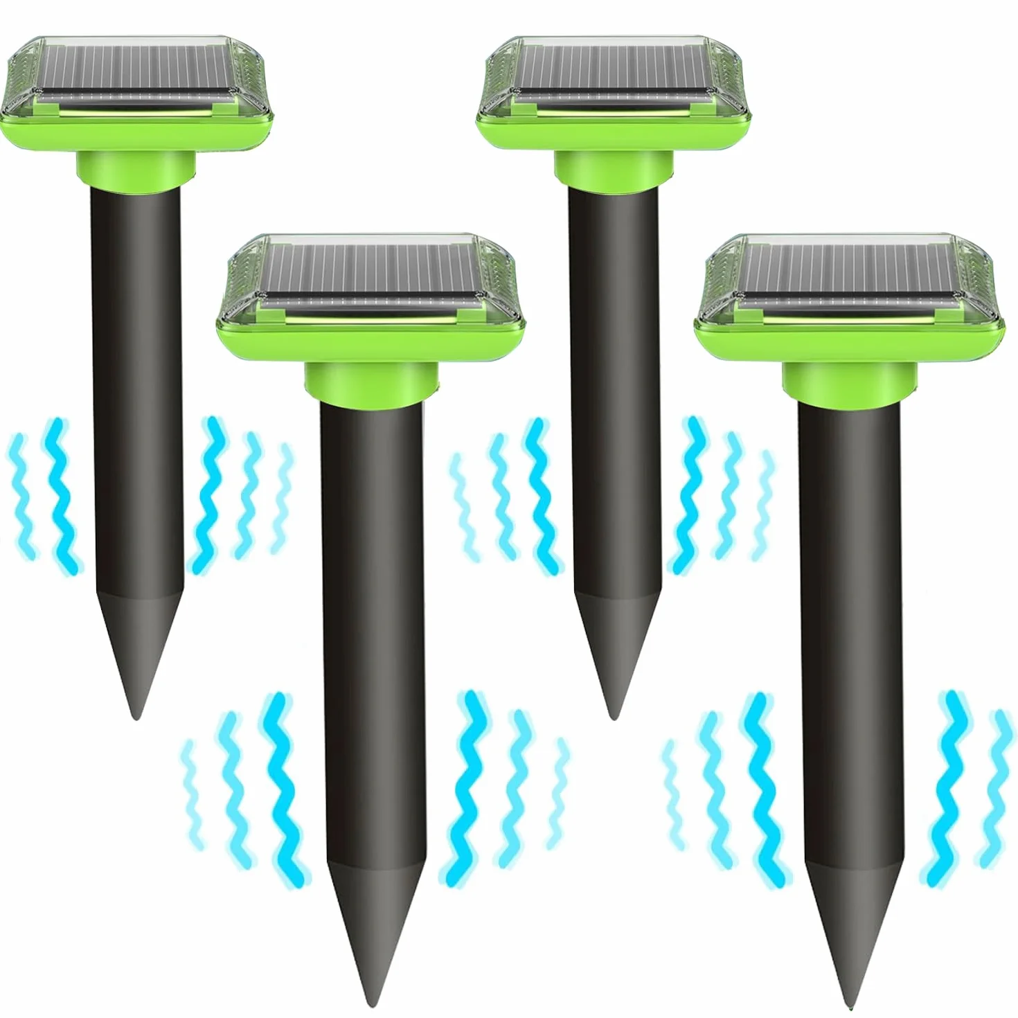 Lot de 4 répulsifs solaires Anti-Taupes - Répulsif à ultrasons - pour repousser Les campagnols, Les Taupes - pour chasser Les campagnols