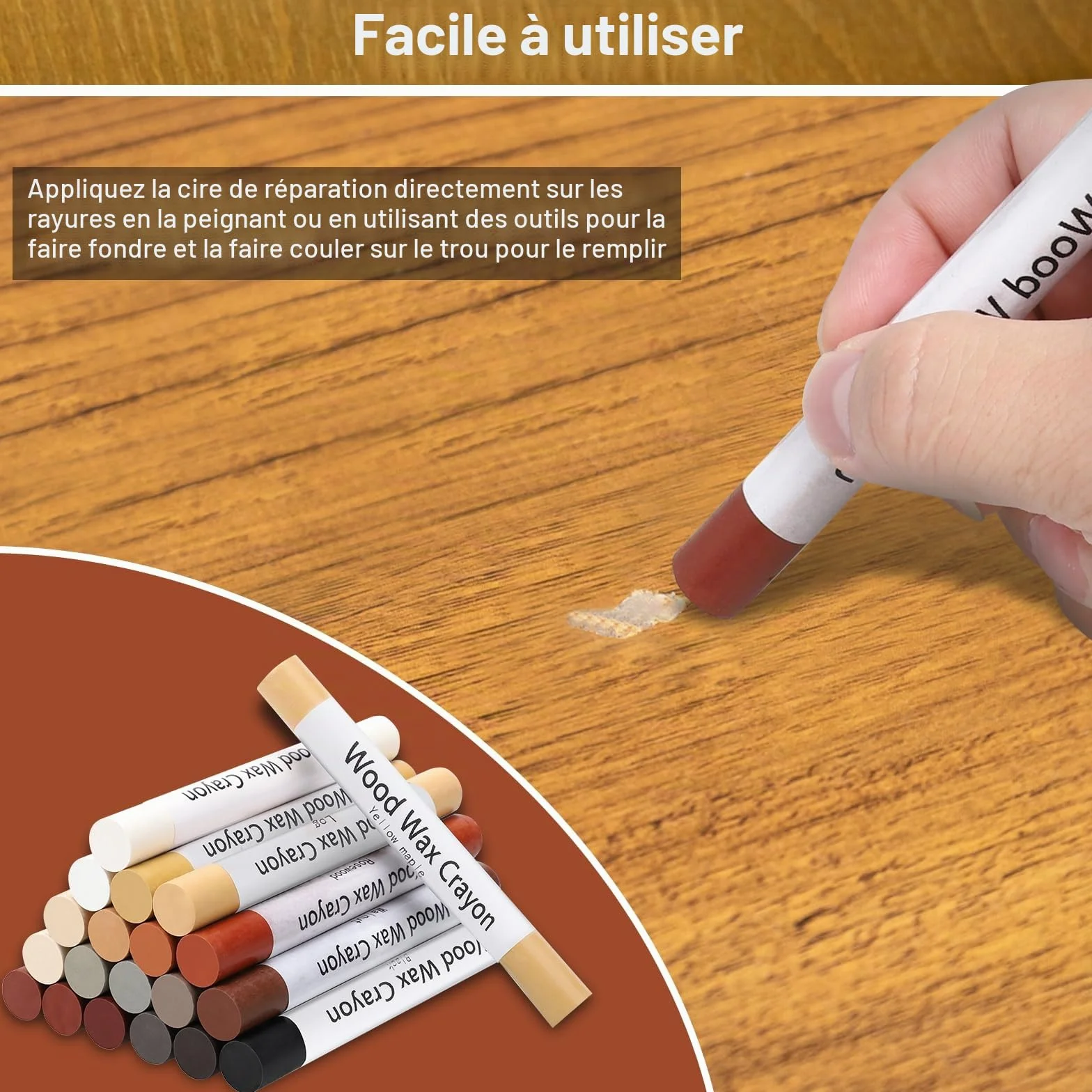 Kit de réparation de meubles 20 couleurs bâtons de cire douce pour taches rayures sols tables