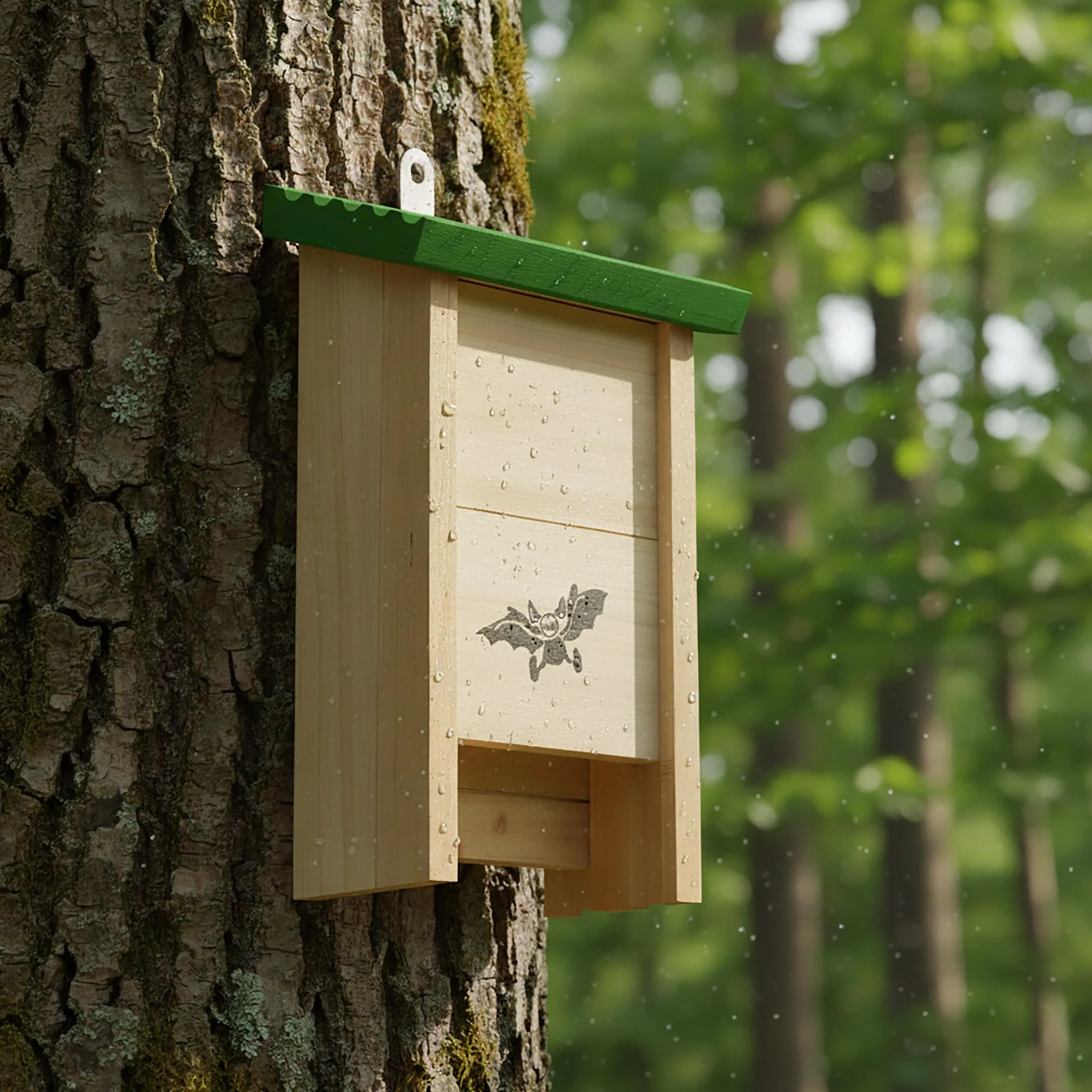 Relaxdays Nichoir à Chauves-Souris Lot de 4 Bois Non traité 25 x 18 x 6 cm Naturel Vert
