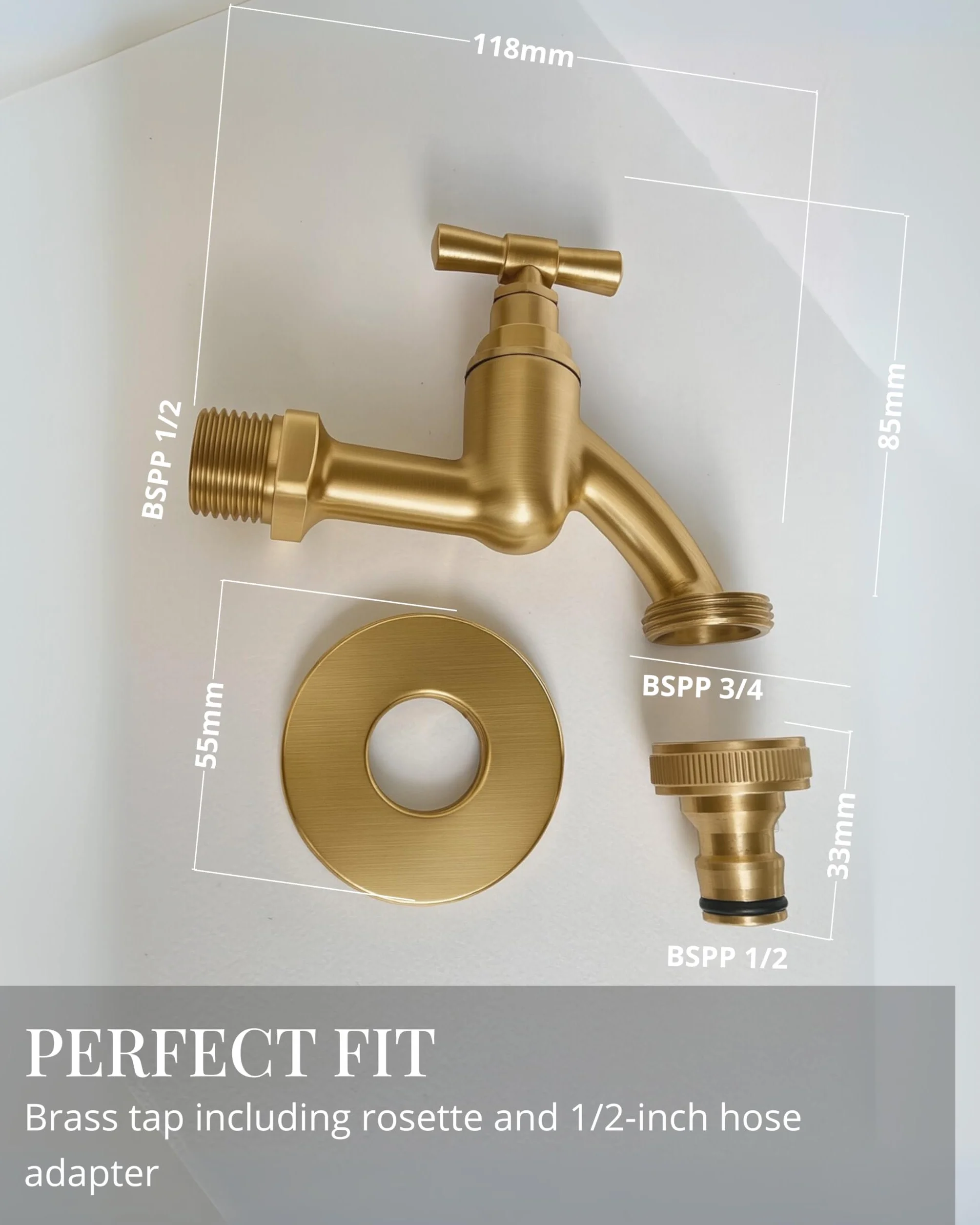 LIVLIG Robinet d'Eau Extérieure 1/2 Pouce Laiton Robinet de Jardin Doré Vert Sauge