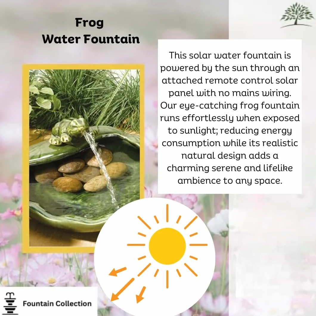 Fontaine à eau solaire en forme de grenouille pour jardin extérieur en résine recyclée
