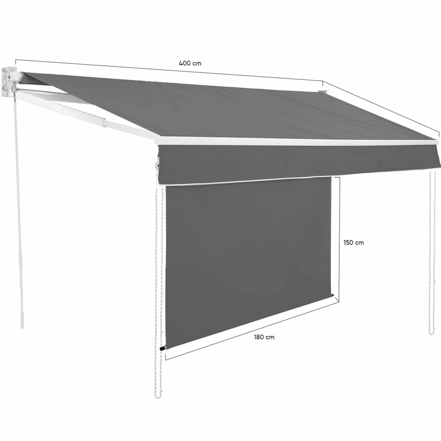 IDMarket - Store banne Manuel 4x3 M Gris Anthracite Lambrequin H.1,50 M