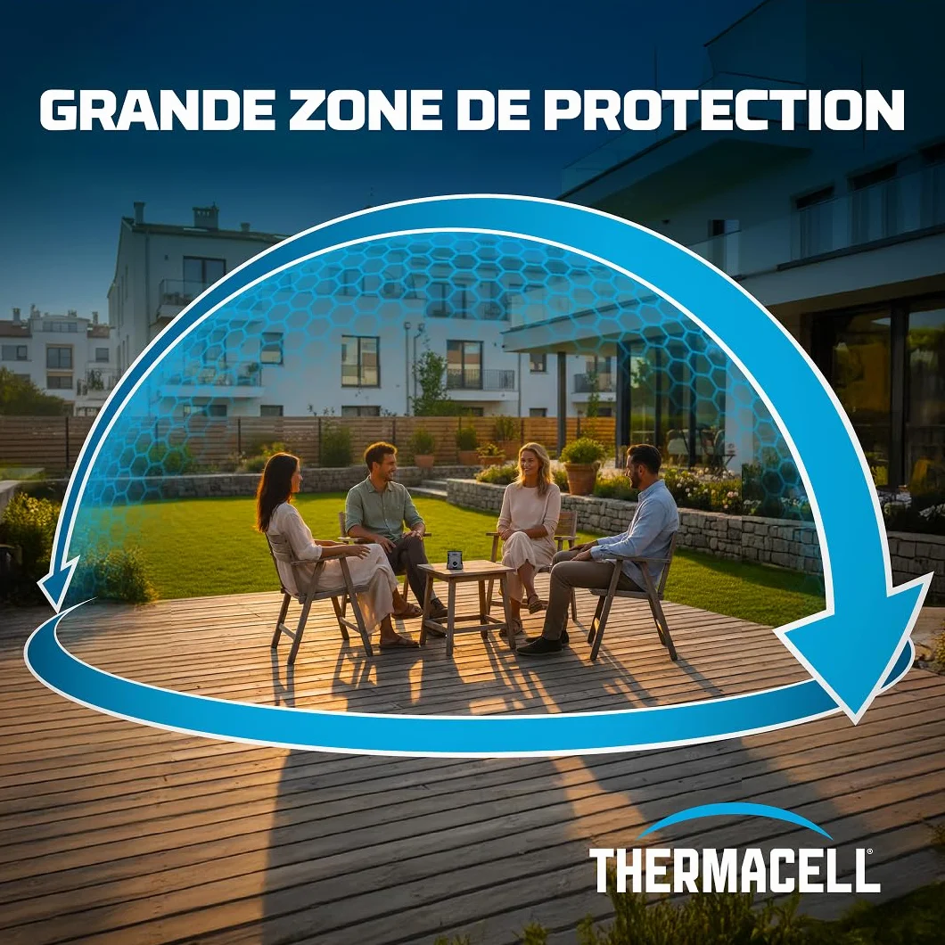 Thermacell Bouclier Anti Moustiques Extérieur sans Fil Rechargeable Zone Protection 29m² Noir