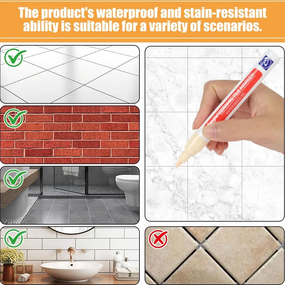 Stylo Joint Carrelage Beige 6Pcs Imperméable Rénovateur Coulis Carrelages Cuisine Salle de Bain