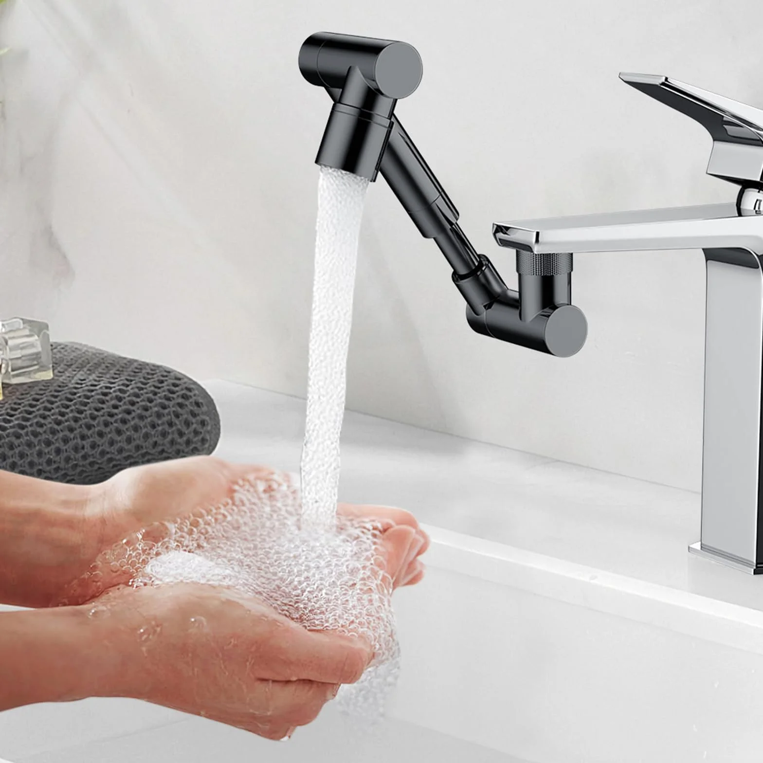 Extension de robinet pivotante 1440° universelle pour cuisine et salle de bain, noir
