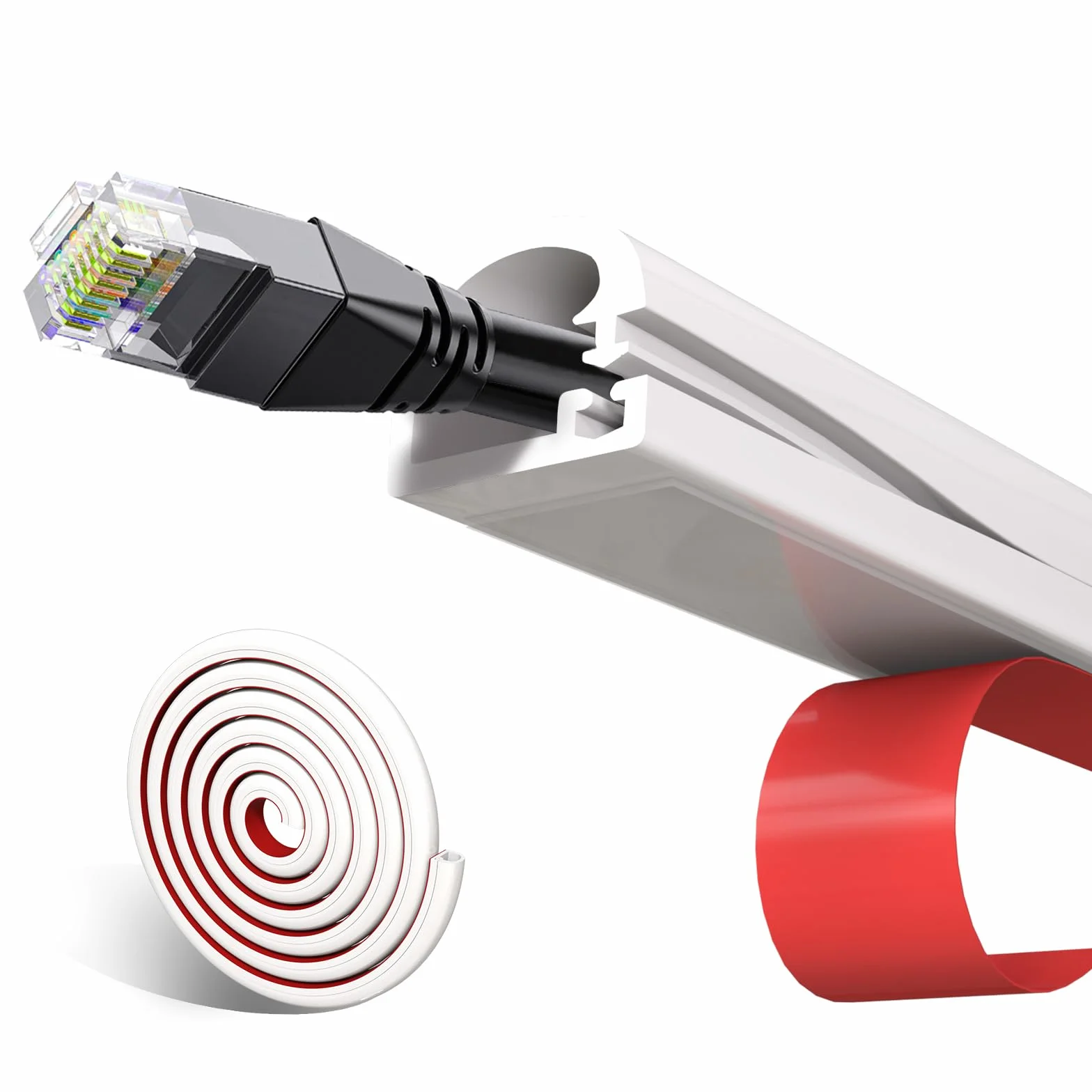 Shinfly 1m Mini Blanc Goulotte Passe Cable Auto-Adhésif Flexible Silicone Gestion Câbles Muraux