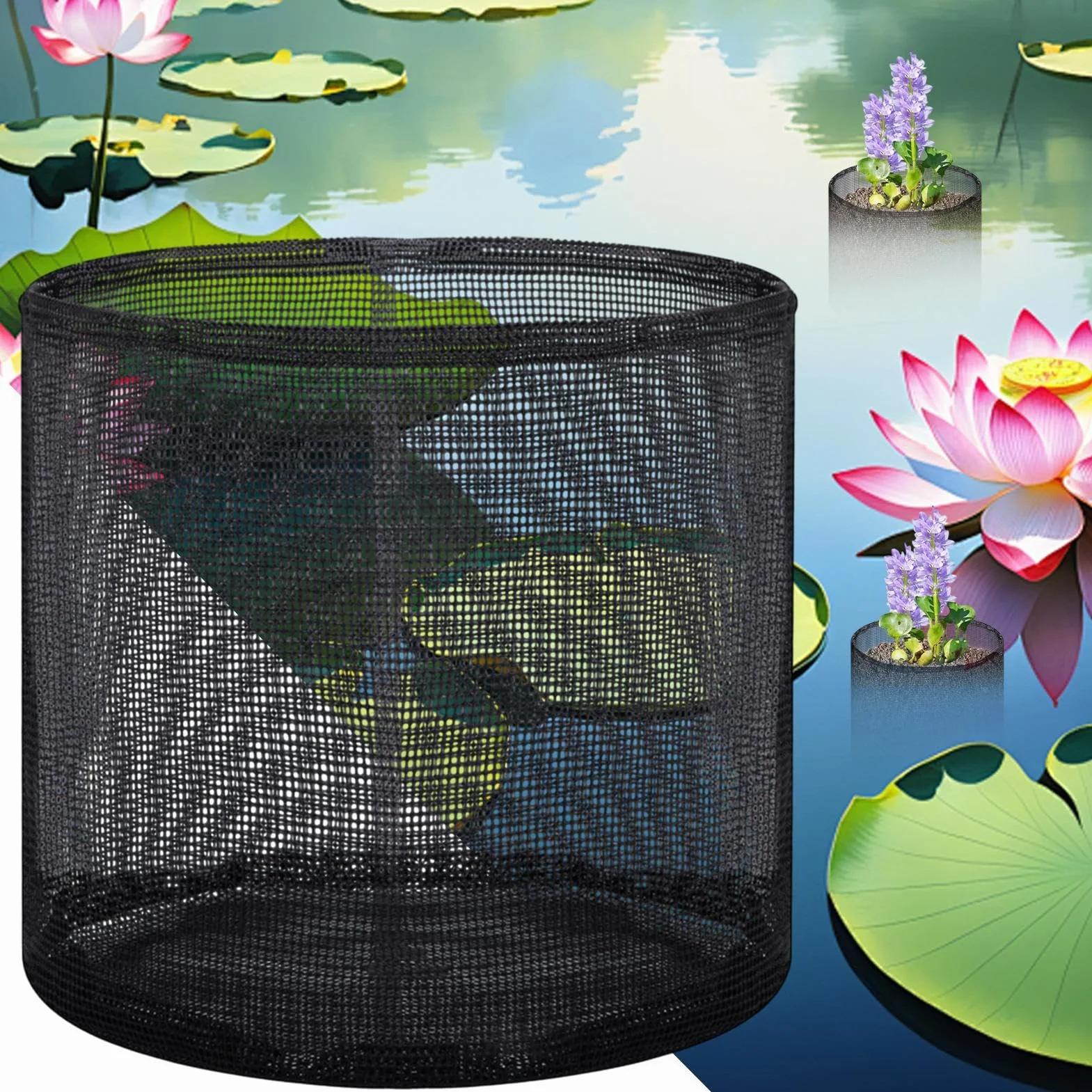 Lot de 4 paniers à plantes d'étang flottants pour plantes aquatiques, sacs de plantation respirants pour balcon, jardin aquatique, jardinières hydroponiques, bassin à carpes koï