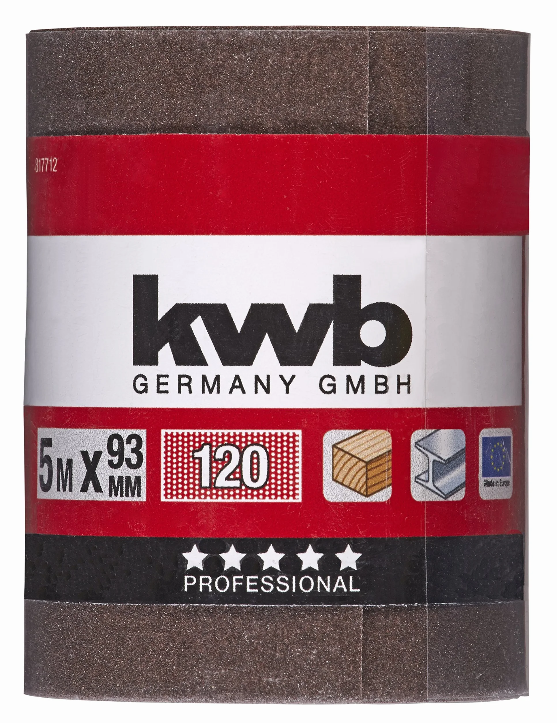kwb Rouleau abrasif corindon 5 m x 93 mm grain 120 pour ponçage bois métal