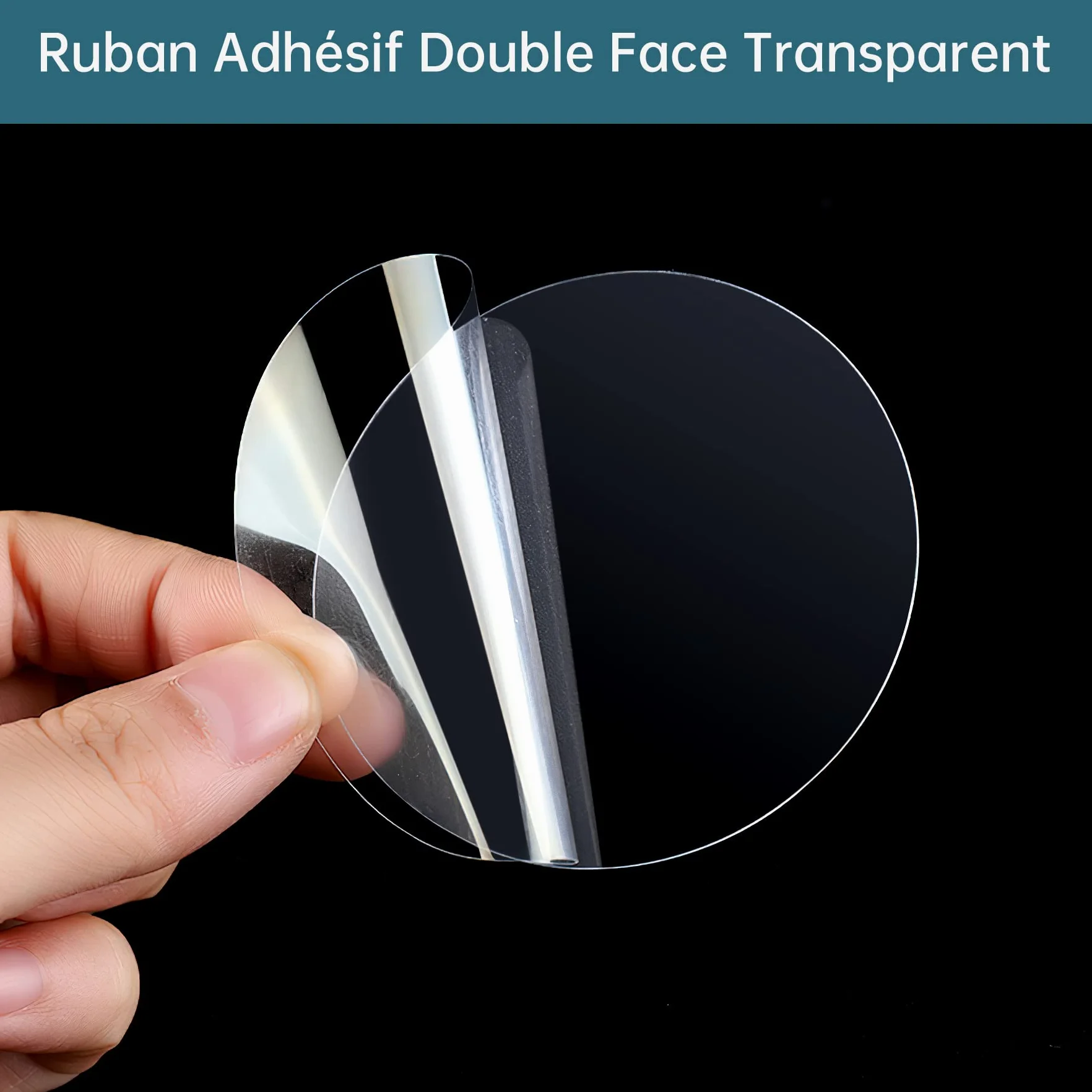 Ruban Adhésif Double Face Rond Extra Fort 50 mm 24 pcs Nano Tape Réutilisable Transparent