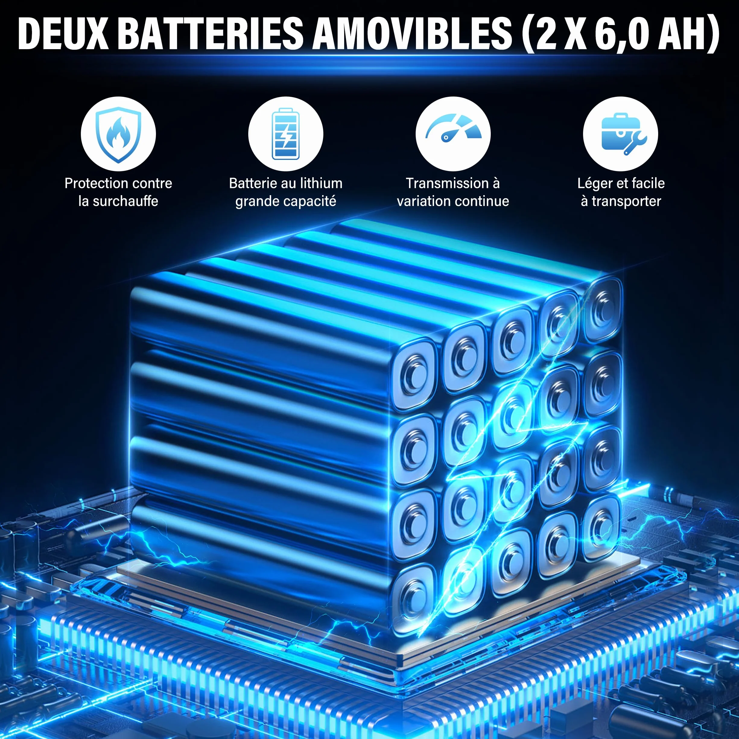 Souffleur sans Fil 21V 35000 TR/Min 3 Vitesses Compatible Batteries Makita 2x6,0Ah