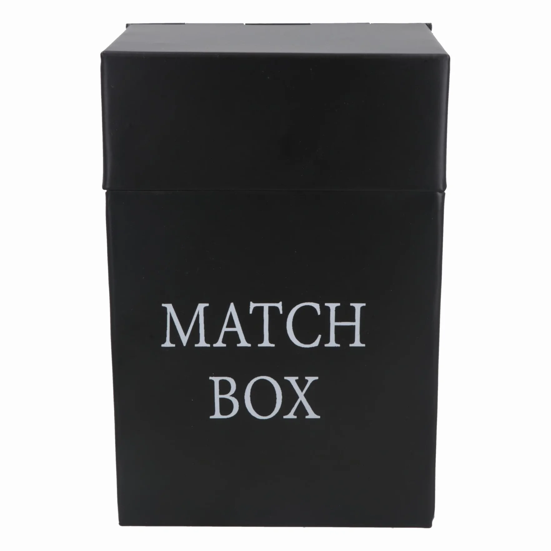 AB Tools Boîte de rangement en métal pour allumettes avec couvercle rabattable Noir