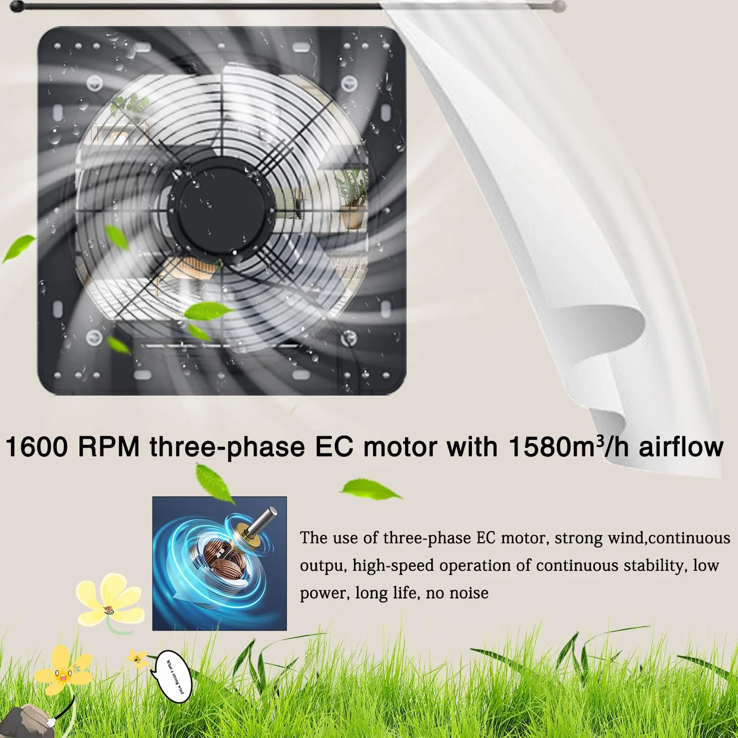 Ventilateur d'extraction 300mm WiFi 1580 m³/h avec contrôleur température humidité pour grenier atelier garage