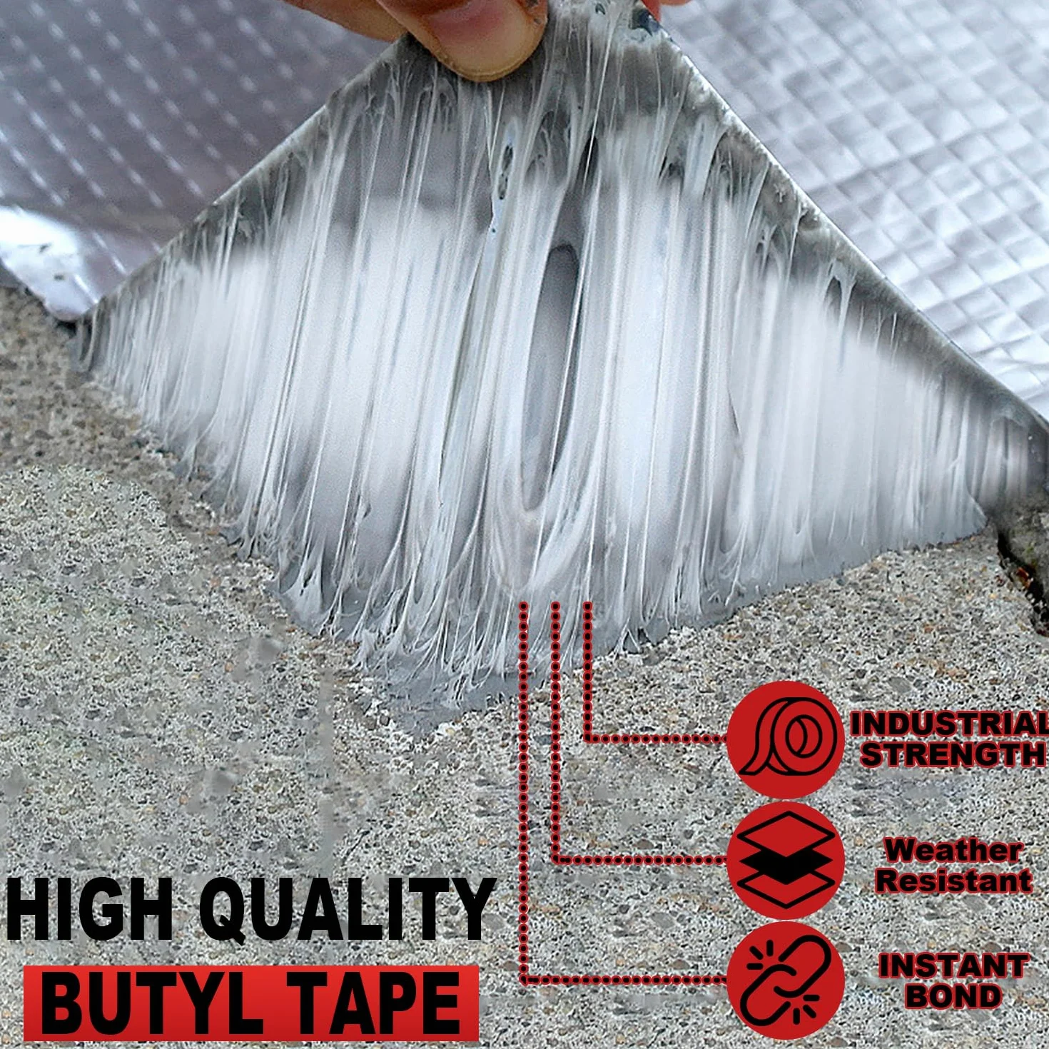 Bande Etancheite Toiture Butyle 100mm x 5m Autocollante Fissure Surface Rouleau Bitume Réparer Toit Imperméable