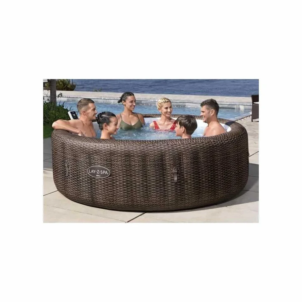 85"x28"/2.16mx71cm Bali MaxHold EnergySense UltraFit Smart AirJet 7 Rond en rotin Marron