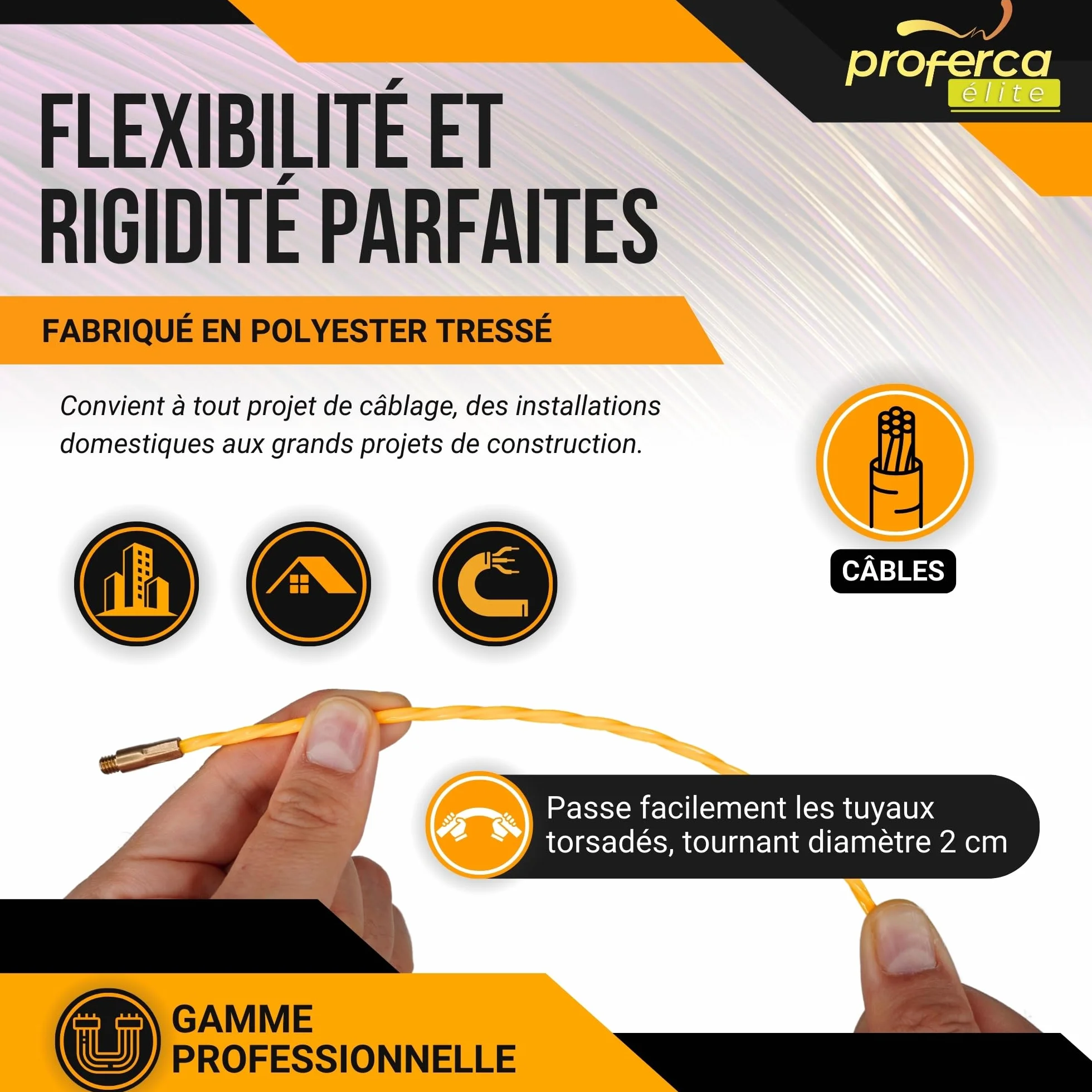 Aiguille Electricien 3mm 15 Mètres Tire Fil Électrique Robuste Passe Câble
