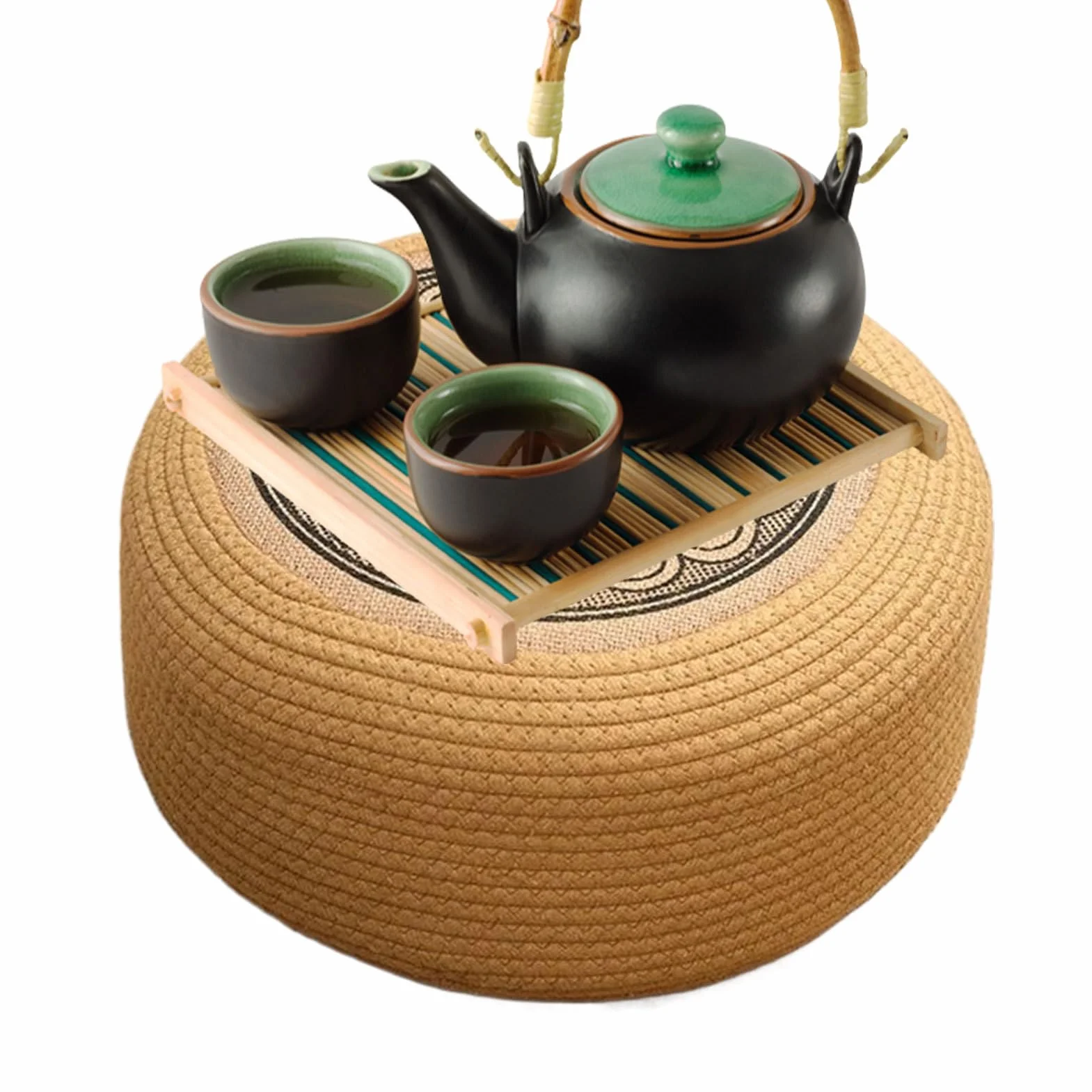 Genérico Pouf en rotin imperméable pour extérieur | Coussins de sol pour terrasse, porche, piscine et environnements côtiers