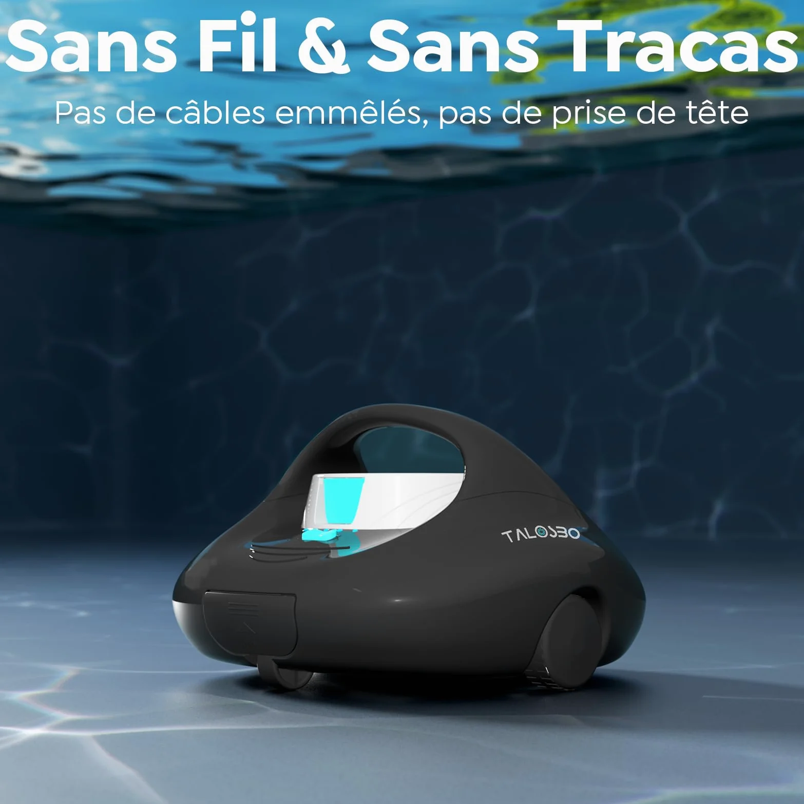 Pleco Se Aspirateur Piscine Hors Sol, 130 Min de Nettoyage Puissant, Charge Rapide en 2,5h, Moteurs à Double Entraînement, Idéal pour Robot Piscine Plat Jusqu'à 85 m²