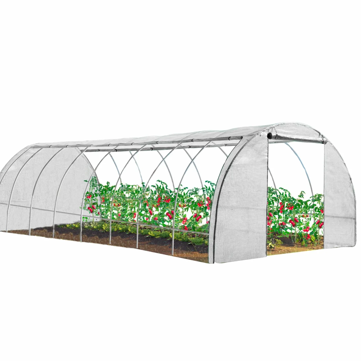 IDMarket - Serre Tunnel de Jardin 4 Saisons 24M² Blanche Gamme maraîchère des Andes 8x3M