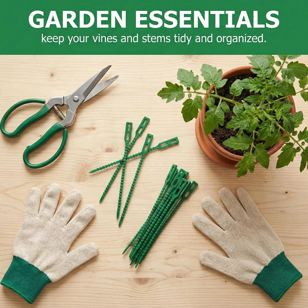 100 pièces Attache de Plante Liens Réglables de Jardinage, Attache Plante Grimpante, Accroche Plante Grimpante, Fixation Serrage, Attaches De Torsion En Plastique Flexible (13 cm)