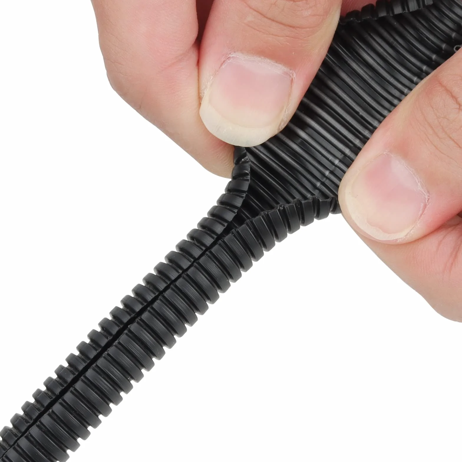 Gaine Electrique Exterieur Annelée Fendue 50m ID 10mm x OD 13mm Tuyau Ondulé Flexible Noir