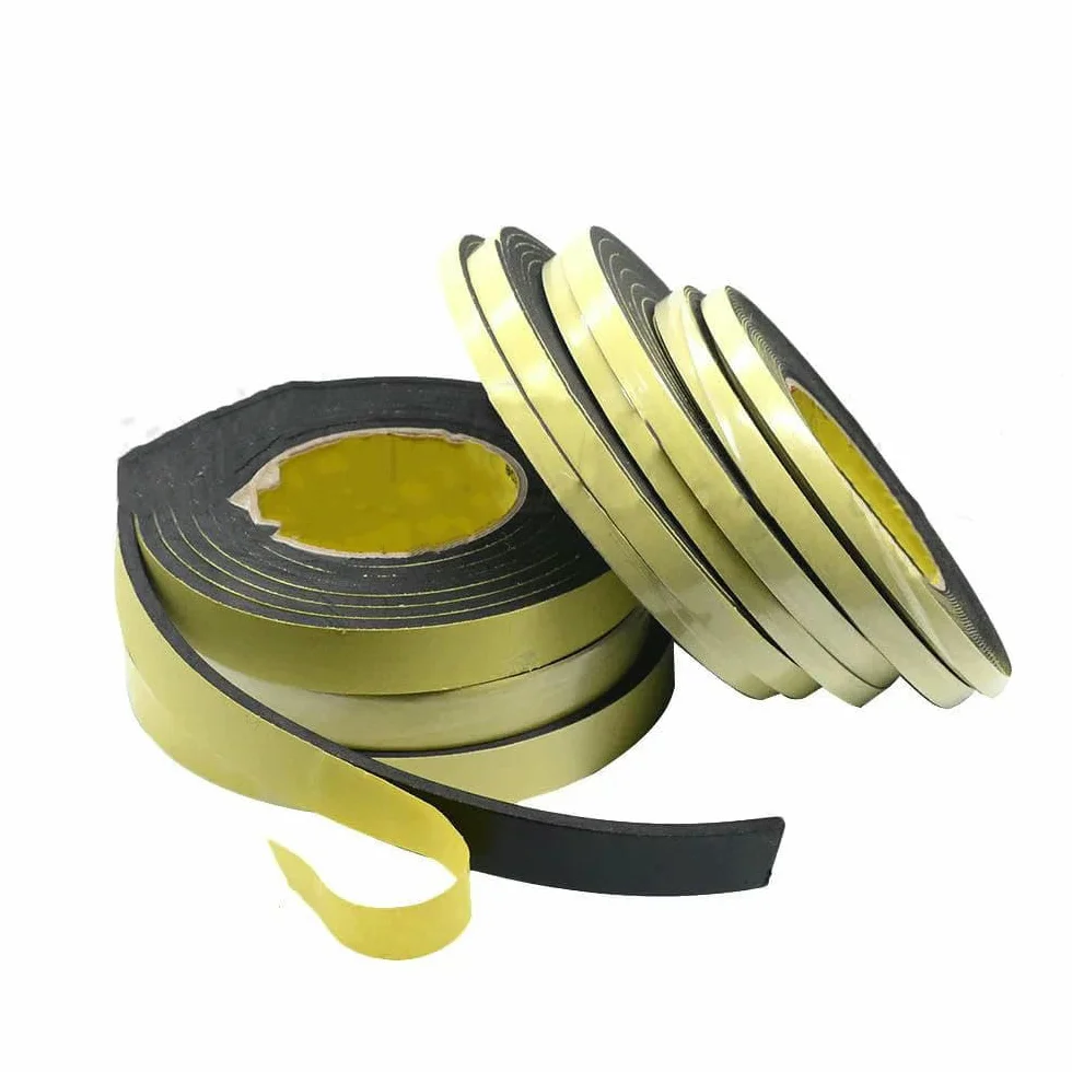 Bande adhésive simple face en mousse de caoutchouc éponge imperméable 5 m x 8 mm x 1 mm pour joint de porte fenêtre