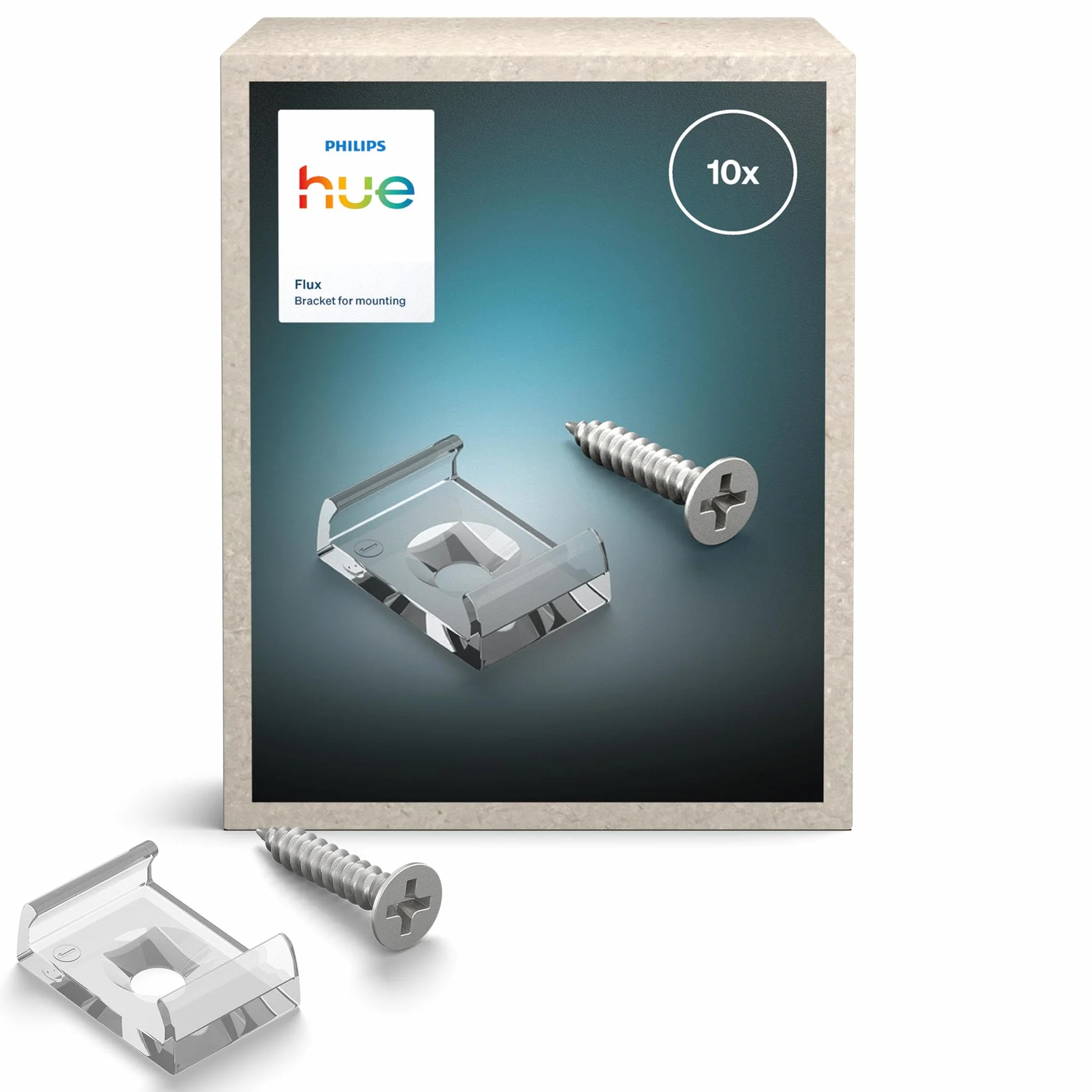 Hue Flux Supports de Montage pour Ruban LED, Accessoires Éclairage Intérieur Flexible, Clips Transparents, Pack de 10