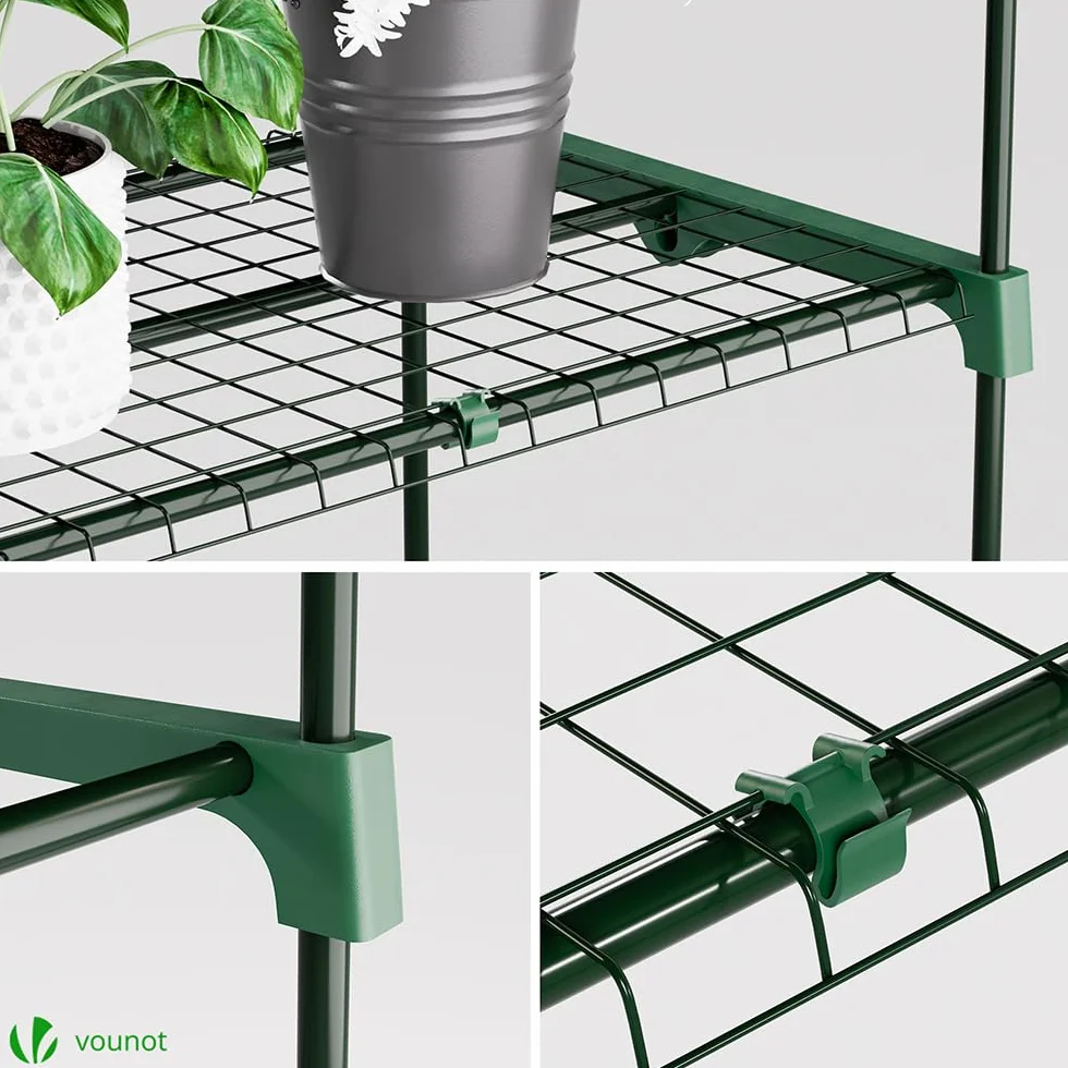 VOUNOT® Serre de Jardin PE avec Étagères 4 Niveaux Serre de Jardin pour Légumes Plantes Fleurs Bâche Renforcée 135g/m2 Protéger Vos Plantes en Toutes Saisons 69x49x160cm