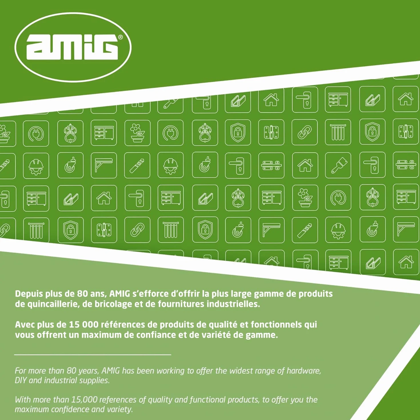 Amig Poignée pour fenêtres ouvrantes latérales aluminium PVC blanche 172 x 27 x 59 mm