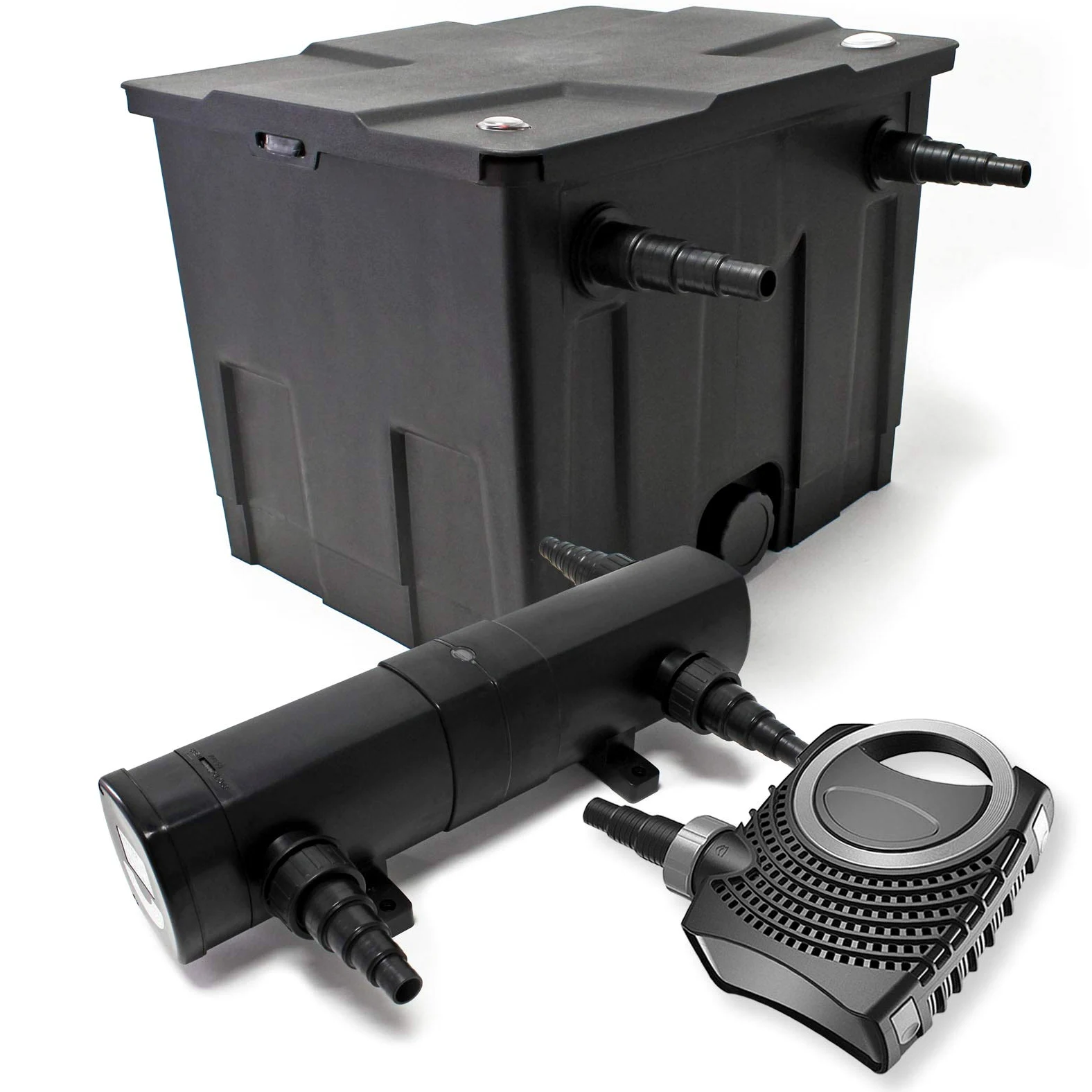 Wiltec Kit complet: CBF-350 Filtre de bassin jusqu'à 12000 L Biologique, NEO10000 SuperECO pompe de filtration 10000l/h 80W, CUV-236 lampe uv UVC Clarificateur avec 36W