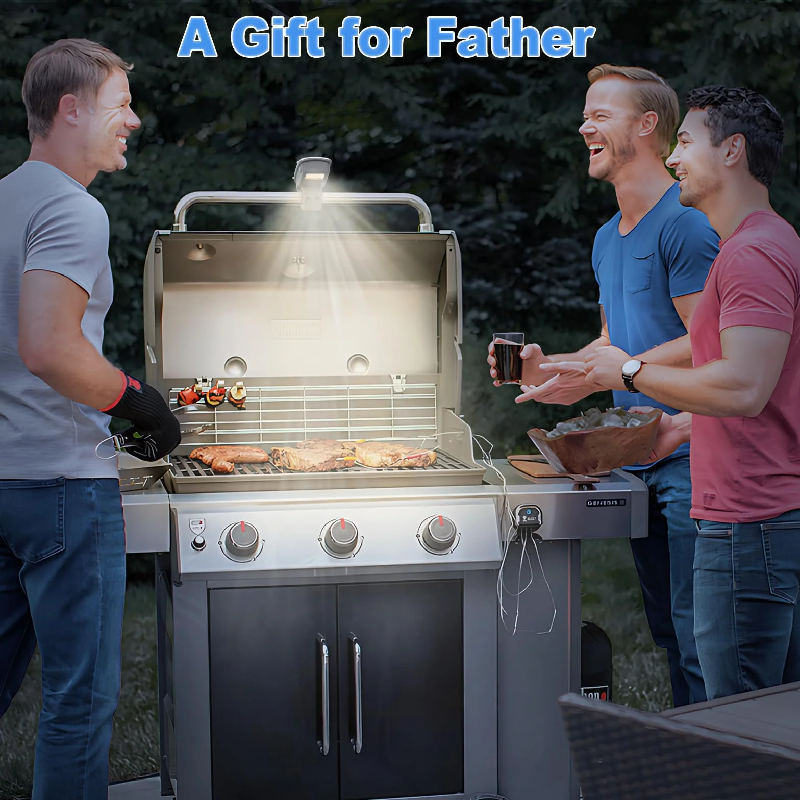 Lampes de barbecue rechargeables pour Weber Genesis Spirit Summit, rotation 360°, 2 perles lumineuses, charge Type C