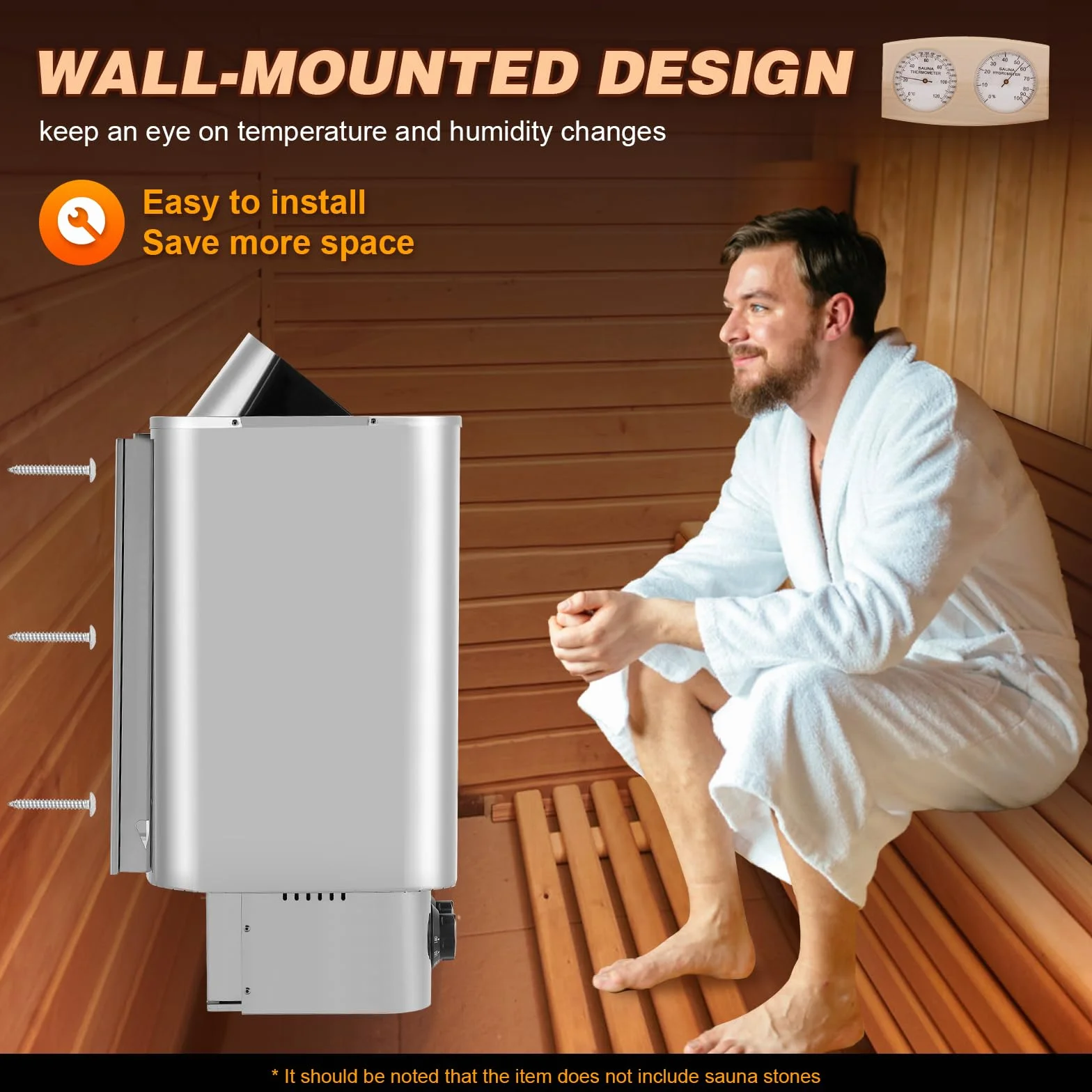 Mxmoonant Poêle Électrique pour Sauna 6KW Max 9 m³ avec Hygrothermographe