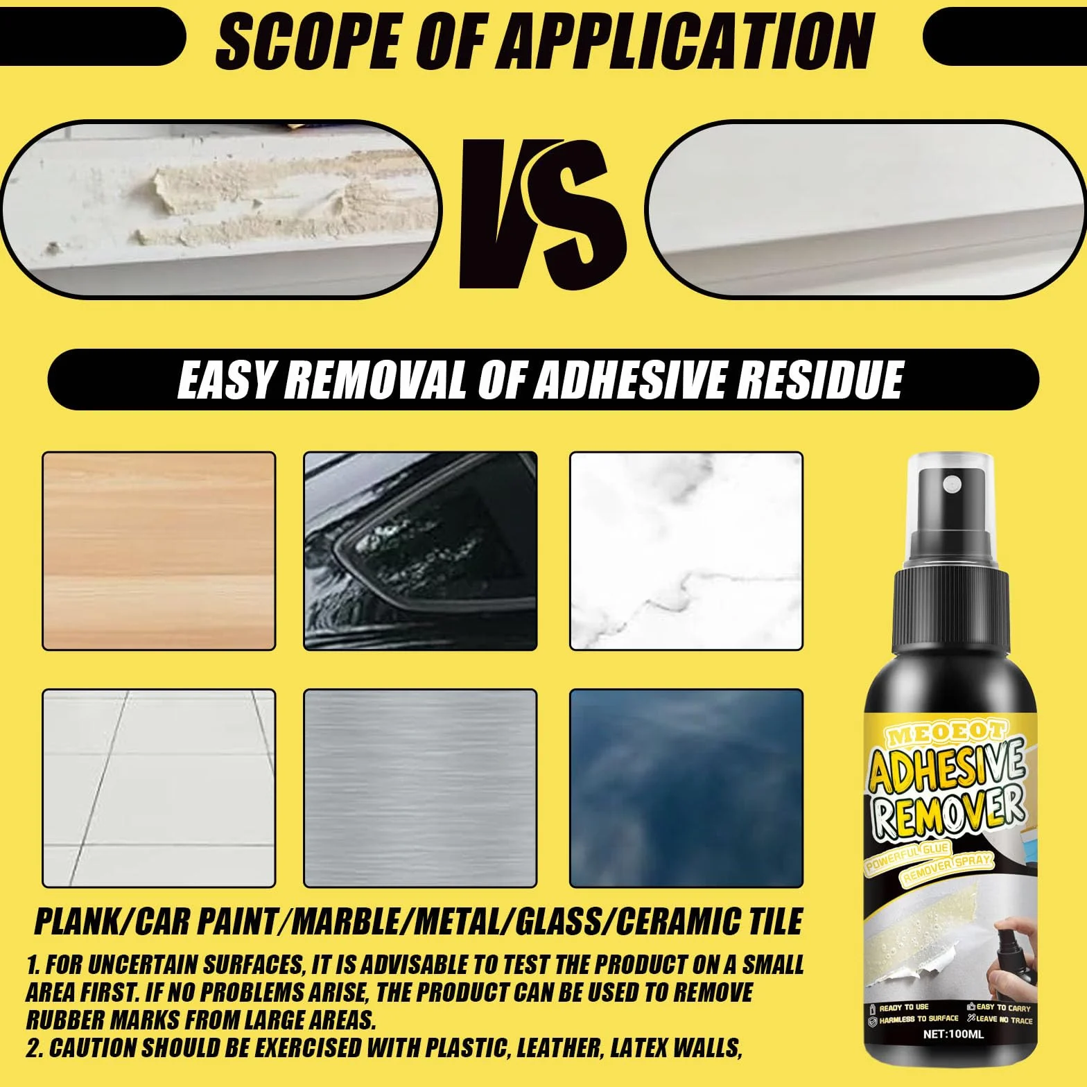 Dissolvant Colle Spray Décapant Adhésif 100ML avec Grattoir