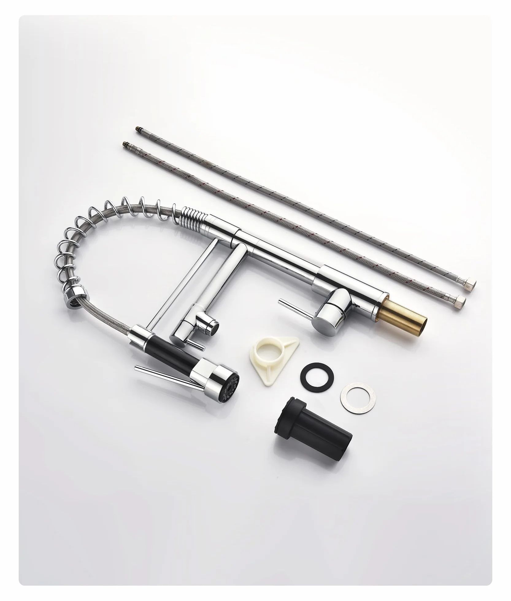 Robinet de cuisine avec douchette extractible pivotant 360° mitigeur haute pression acier inoxydable