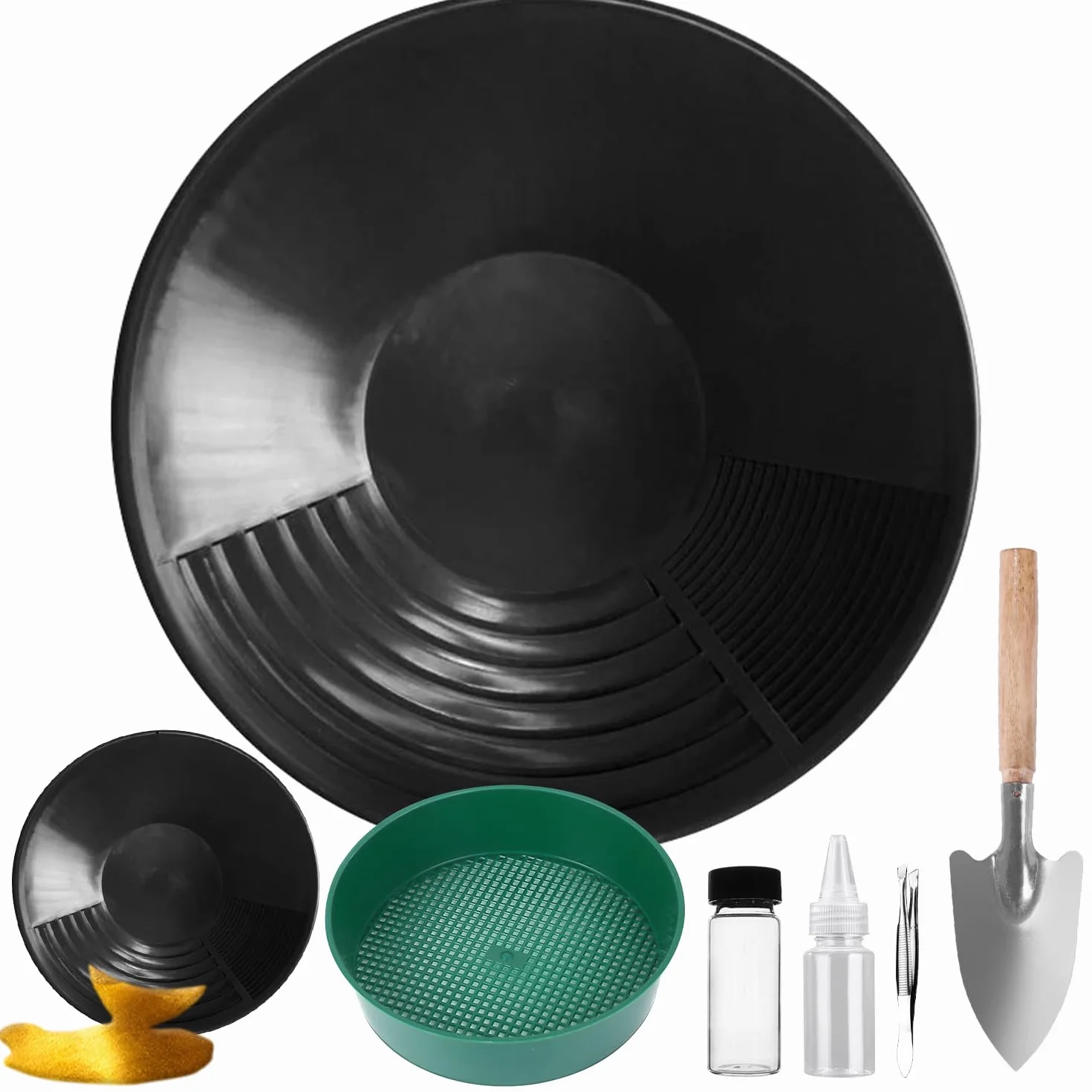 Kit Orpaillage, Batee Orpaillage, Gold Pan Kit, Rampe Orpaillage, Gold Tamis Classificateur Plateau Tamis Accessoire, pour Sable Or Mines Lavage Manuel Or Panning