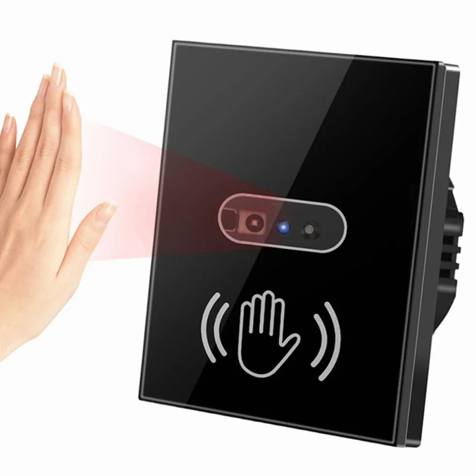 Interrupteur Mural Intelligent Capteur Infrarouge sans Contact Panneau Verre Prise UE