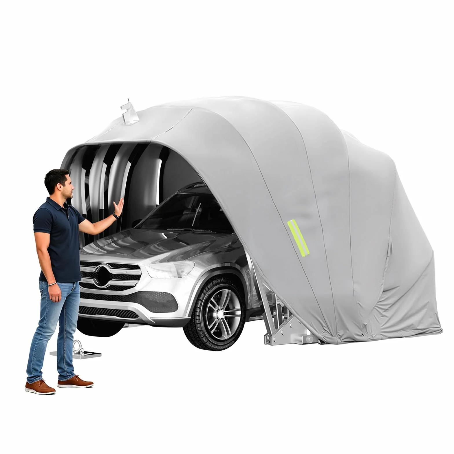 Carport pliable mobile en acier inoxydable, abris de voiture, auvent portable, résistant au vent et à la neige, convient pour les environnements extérieurs
