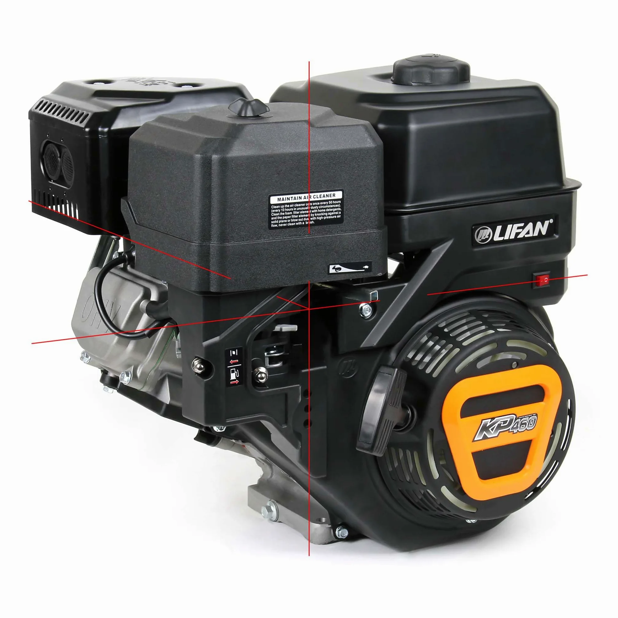 Wiltec LIFAN KP460 Moteur Essence 25mm 15,6 CV Monocylindre Plaques vibrantes et Machines de construction Engins de chantier Moteur 4 temps refroidi par air