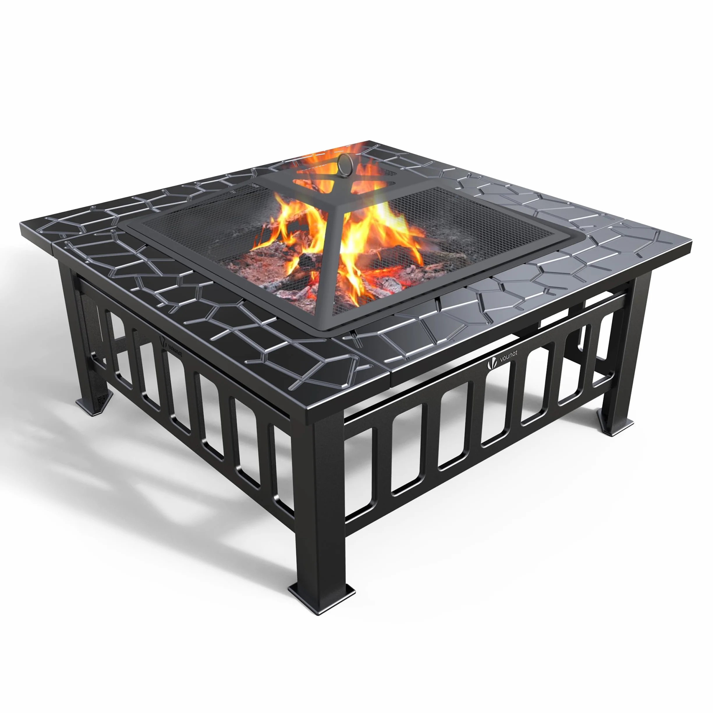 VOUNOT Brasero Exterieur Jardin 81x81x45cm Poêle Chauffant Noir