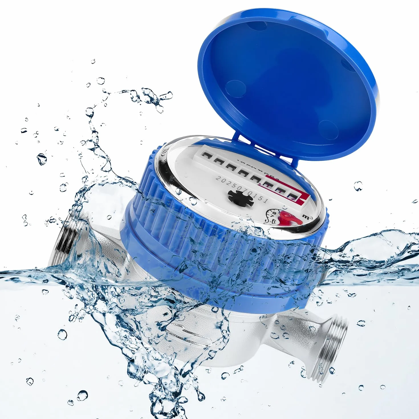 QWORK Compteur d'eau pour jardin 1/2 pouce laiton avec couvercle de protection