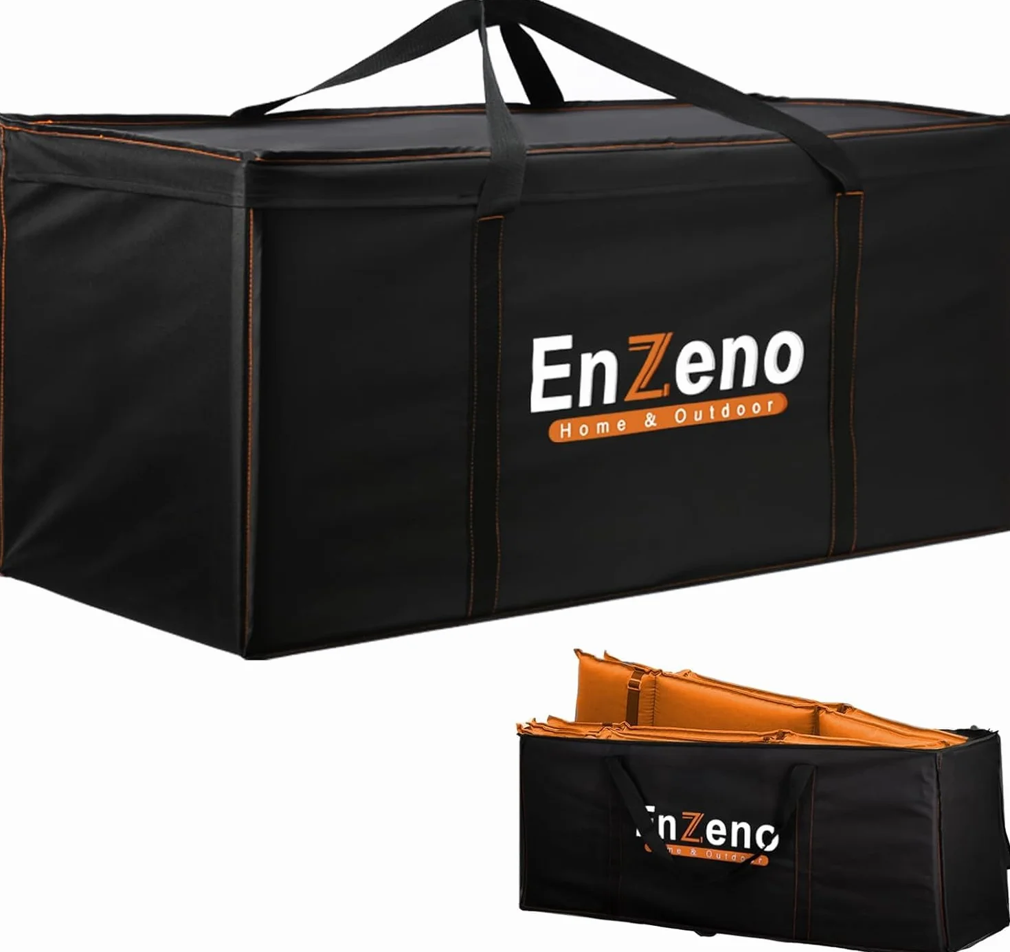 Enzeno Sac rangement coussins jardin tissu Oxford 420D imperméable anti-UV 140x60x60 cm noir