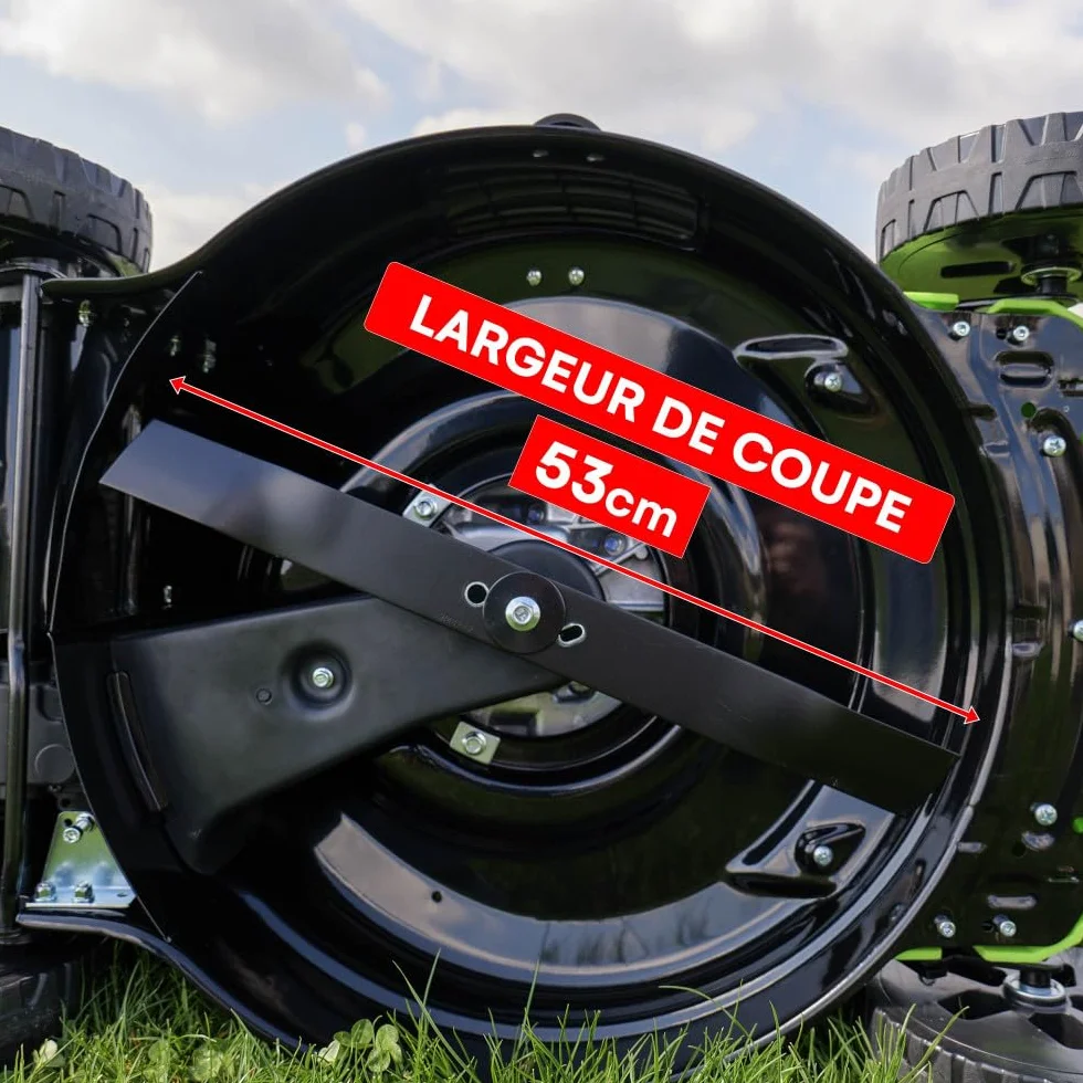 Tondeuse thermique 196CC auto-propulsée Loncin V200 largeur de coupe 53 cm bac collecteur 65L