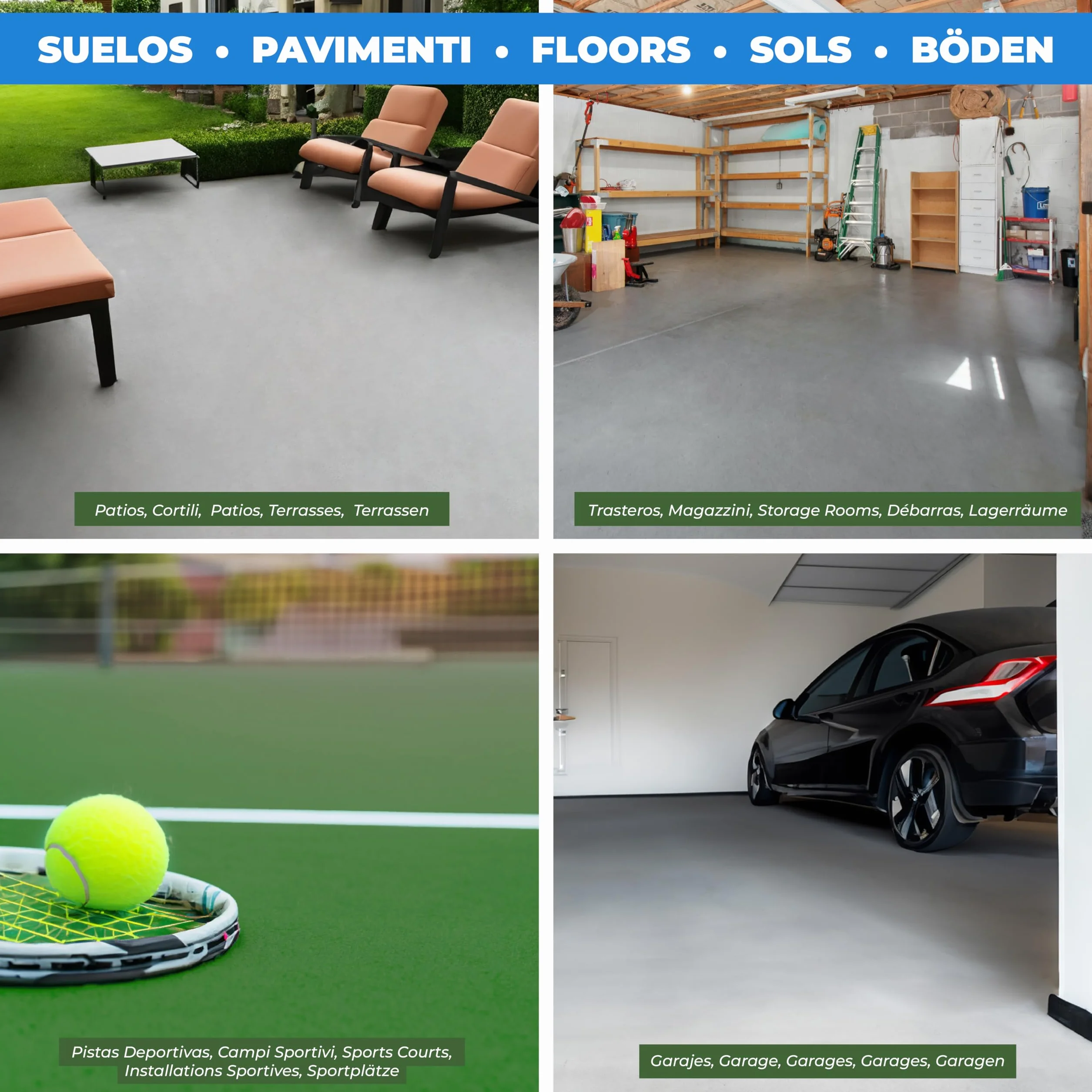 PECTRO Peinture Sol Garage Béton 4L Résine Extérieur Intérieur Haute Résistance Gris