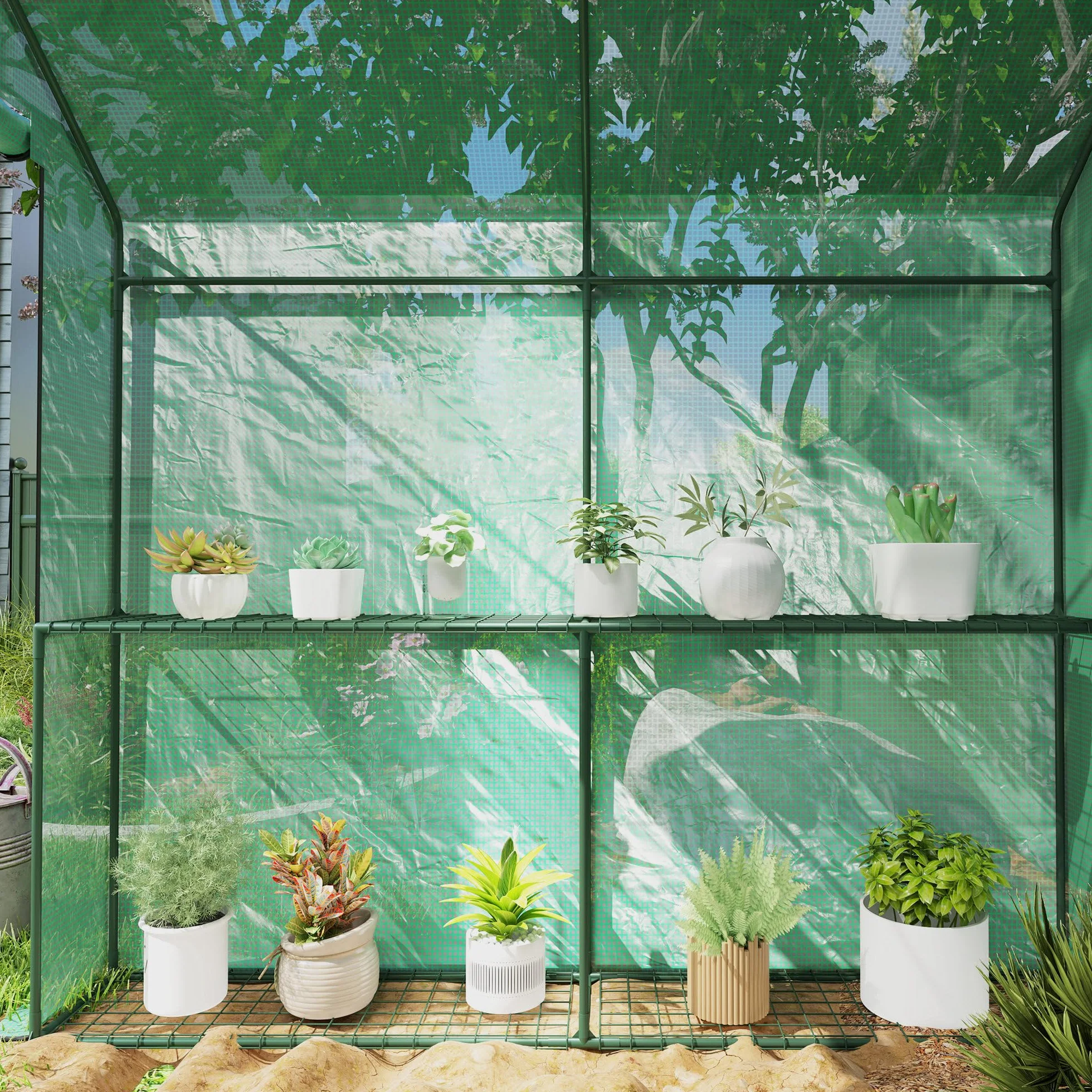 Outsunny Serre de Jardin PE, 140 g/m², 186 x 120 x 190 cm, Vert
