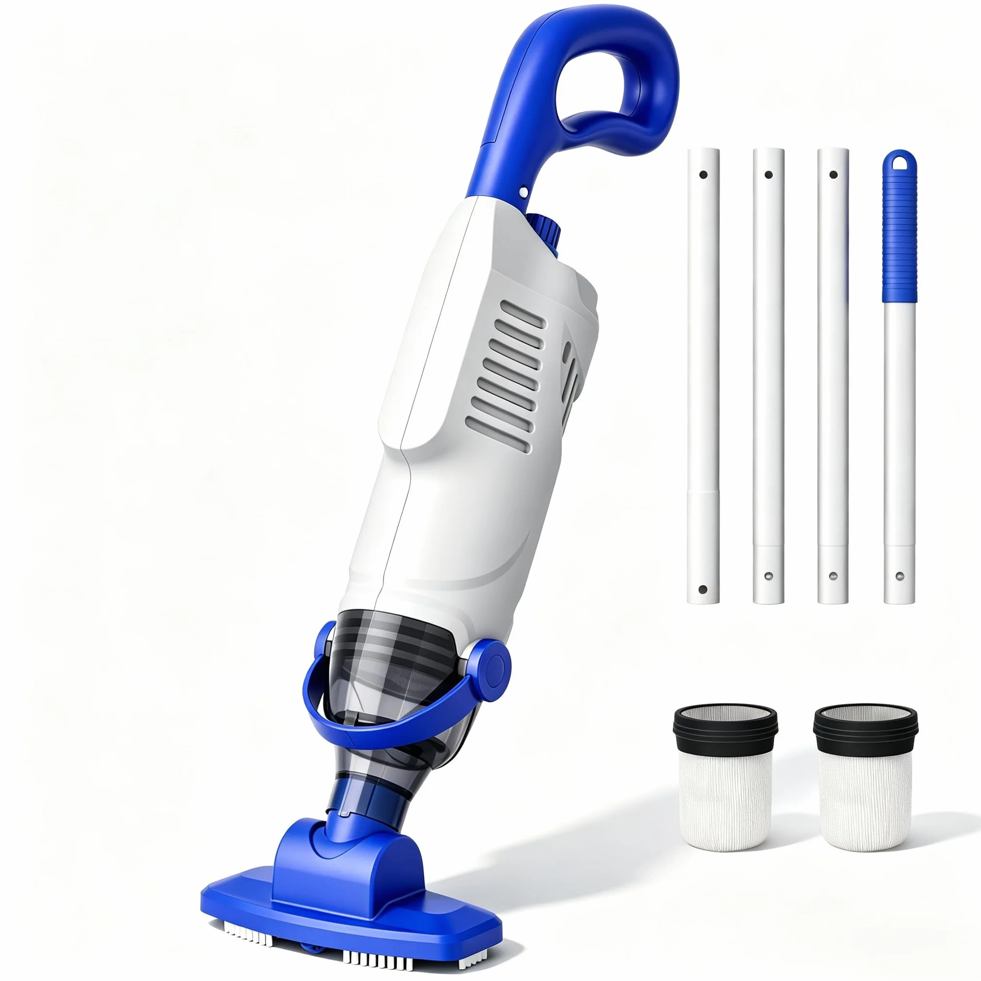 Aspirateur Piscine Manuel 60 Min Autonomie avec Filtres et Brosse pour Piscine Spa Jacuzzi