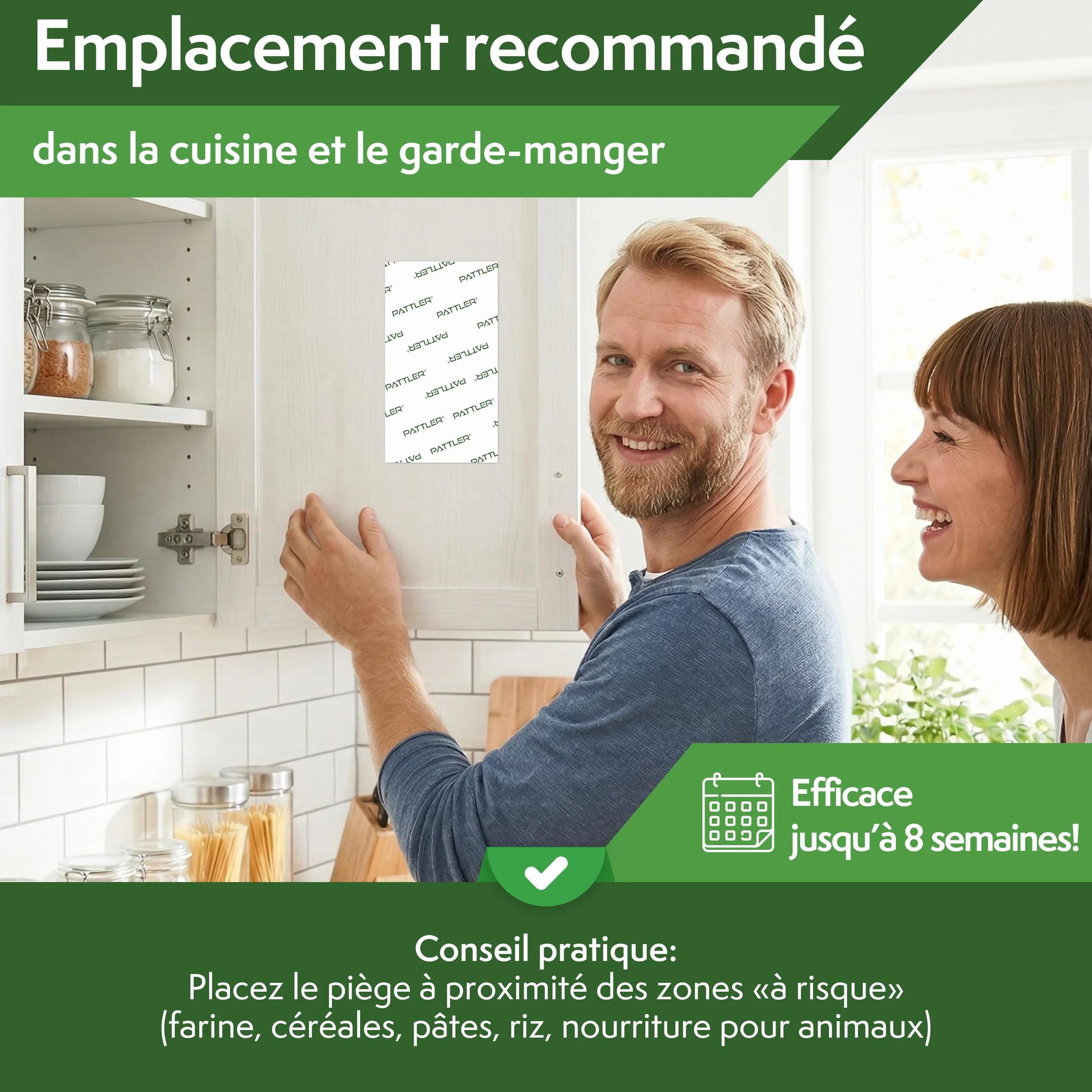 PATTLER Piege Mites Alimentaires Puissant à phéromone – 12 Pièces. Anti Mites Alimentaires sans Insecticide pour Garde-Manger et Cuisine. Capture e Contrôle des Infestations de Mites Alimentaires.