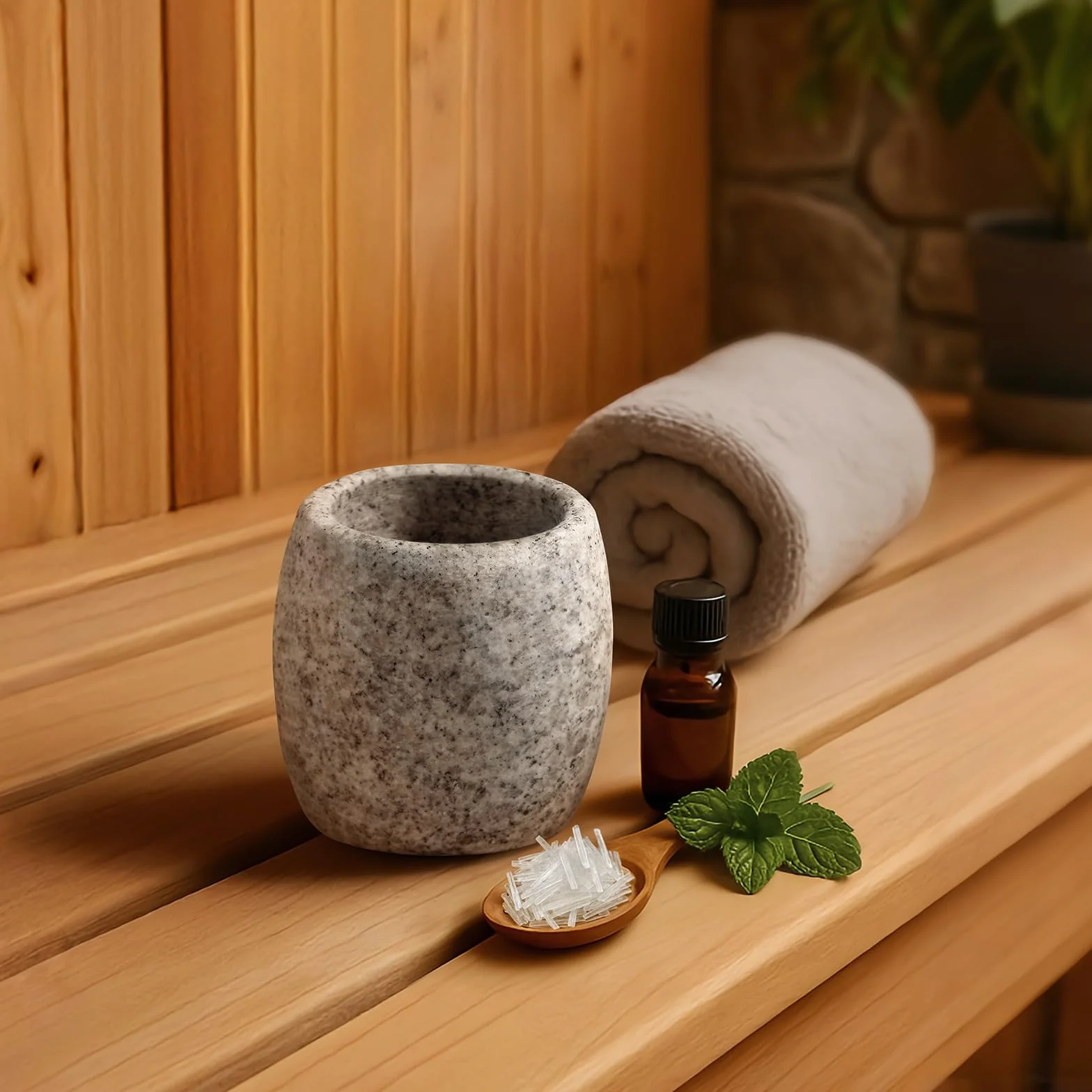 Siegvoll Bol d'évaporation granit 6,5x6,5 cm pour sauna cristaux menthol huiles